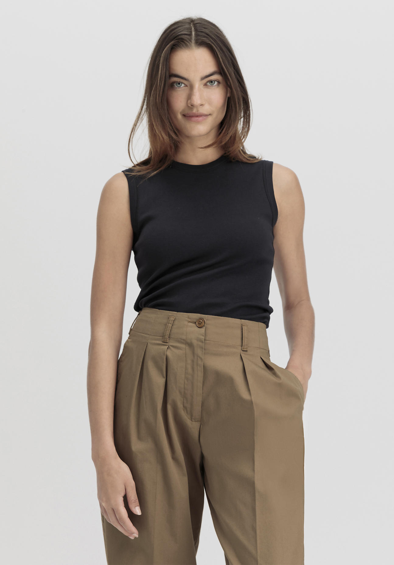 hessnatur Damen Softrib Top Slim aus Bio-Baumwolle und TENCEL™ Modal - schwarz Grösse44 von hessnatur