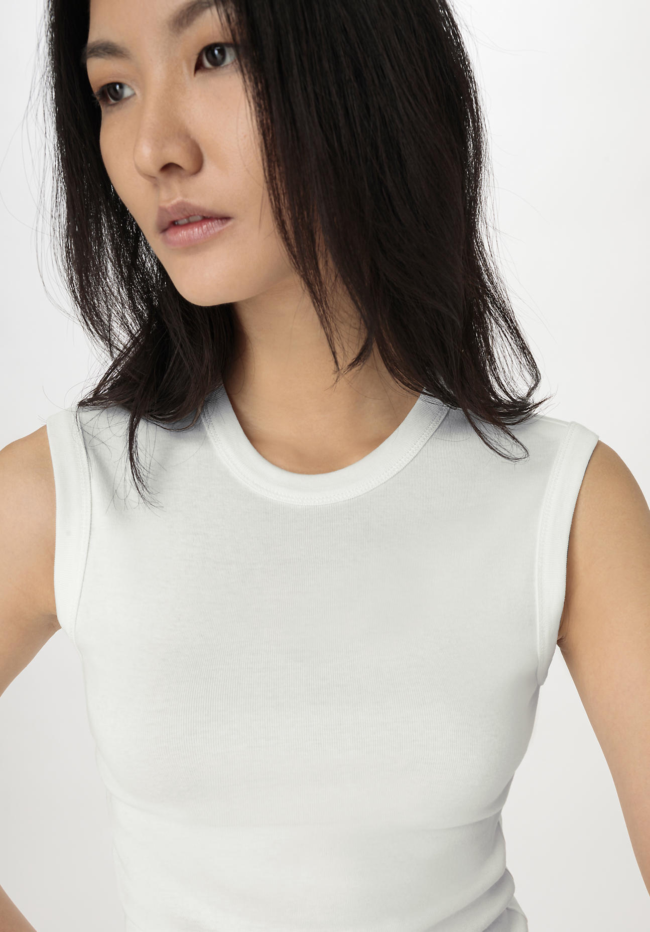 hessnatur Damen Softrib Top Slim aus Bio-Baumwolle und TENCEL™ Modal - weiß Grösse46 von hessnatur