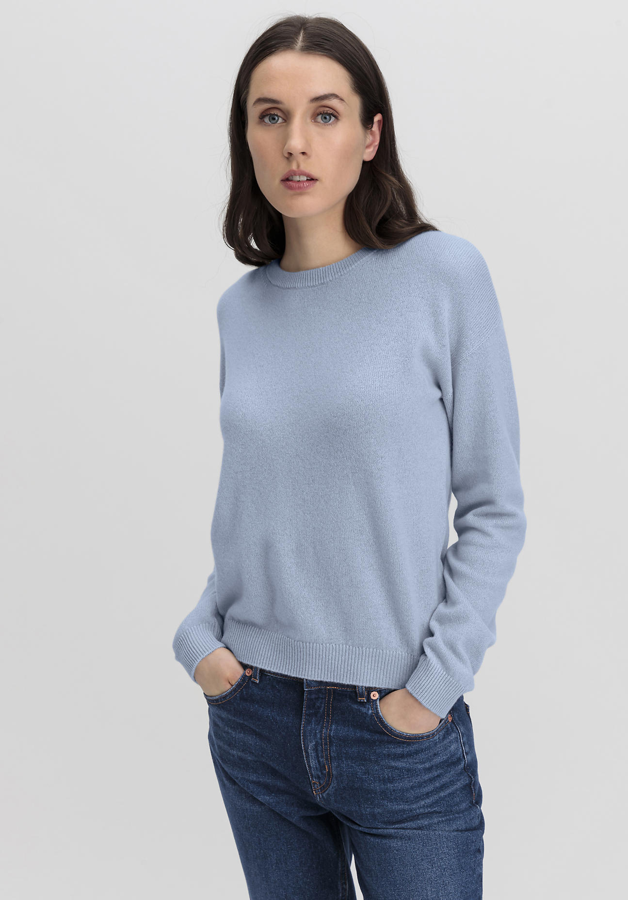 hessnatur Damen Pullover Regular aus Kaschmir - blau Grösse44 von hessnatur