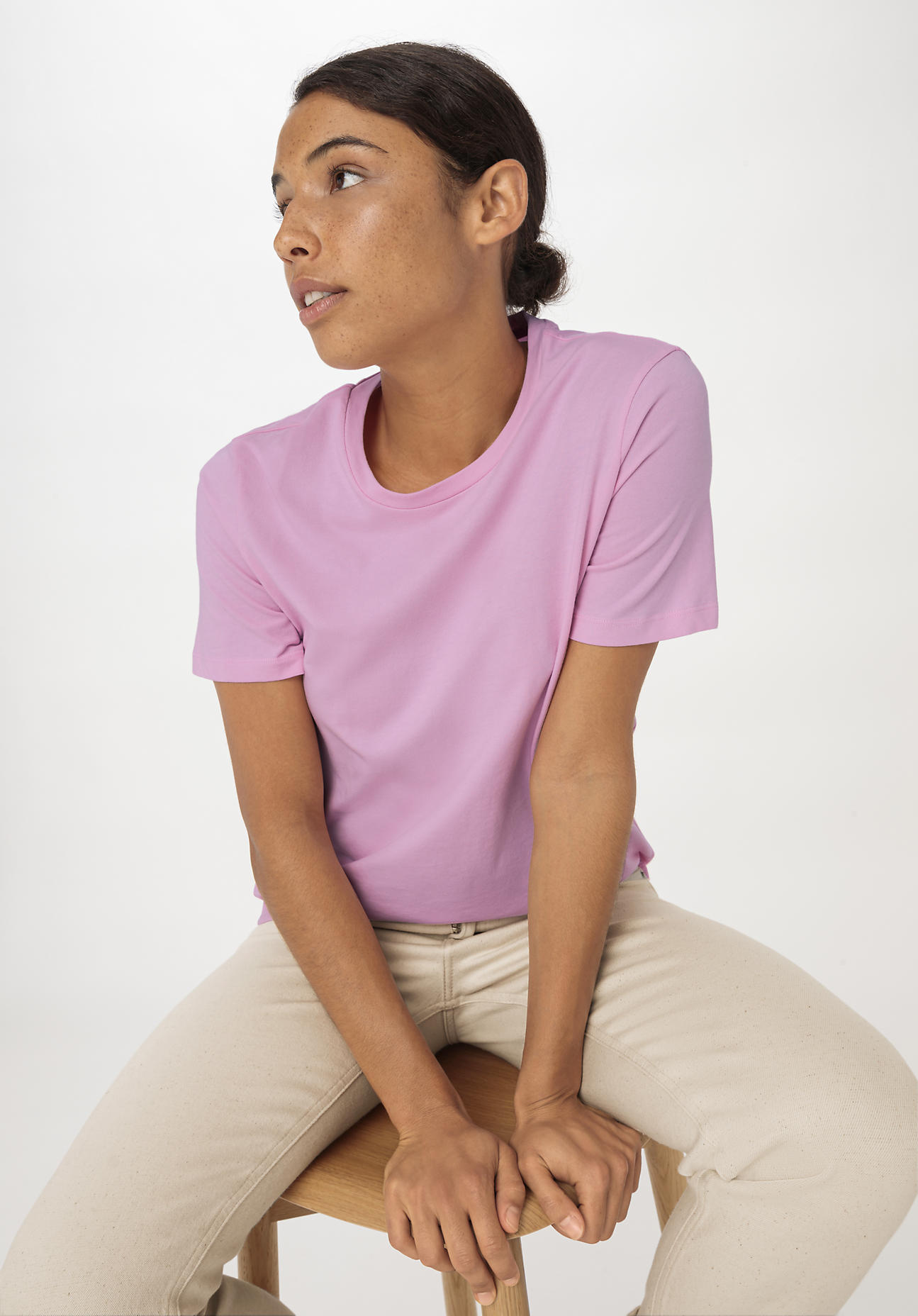 hessnatur Damen T-Shirt Regular aus Bio-Baumwolle - rosa Grösse34 von hessnatur