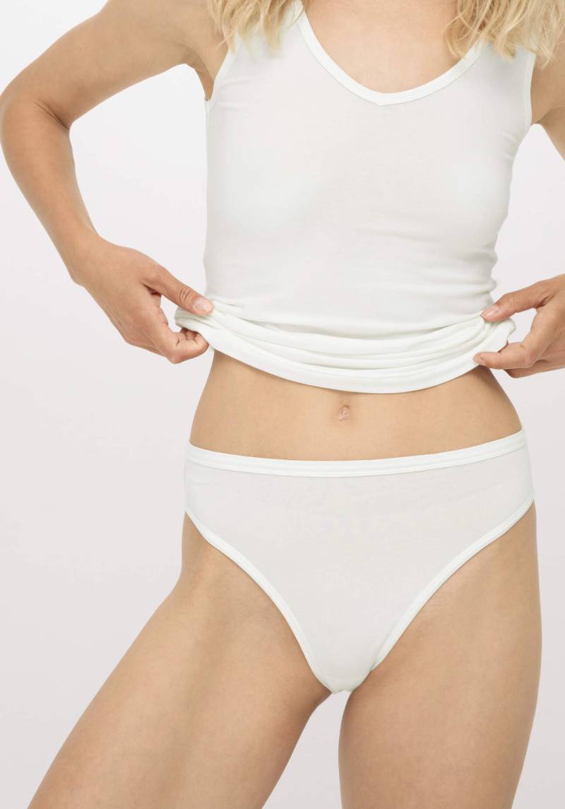 hessnatur Damen Taillenslip High Waist PURE BALANCE aus Bio-Baumwolle und TENCEL™ Modal - weiß Grösse34 von hessnatur