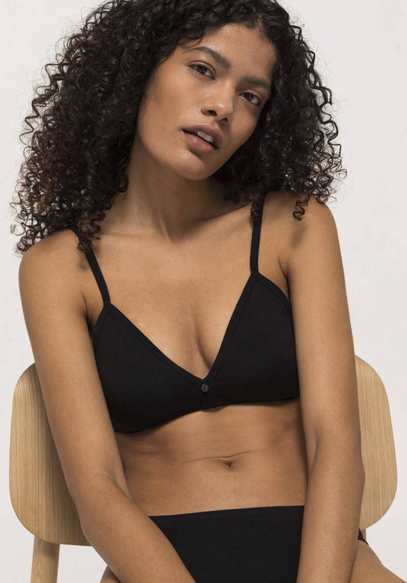 hessnatur Damen Triangel BH bügellos COTTON FEEL aus Bio-Baumwolle - schwarz Grösse75C von hessnatur