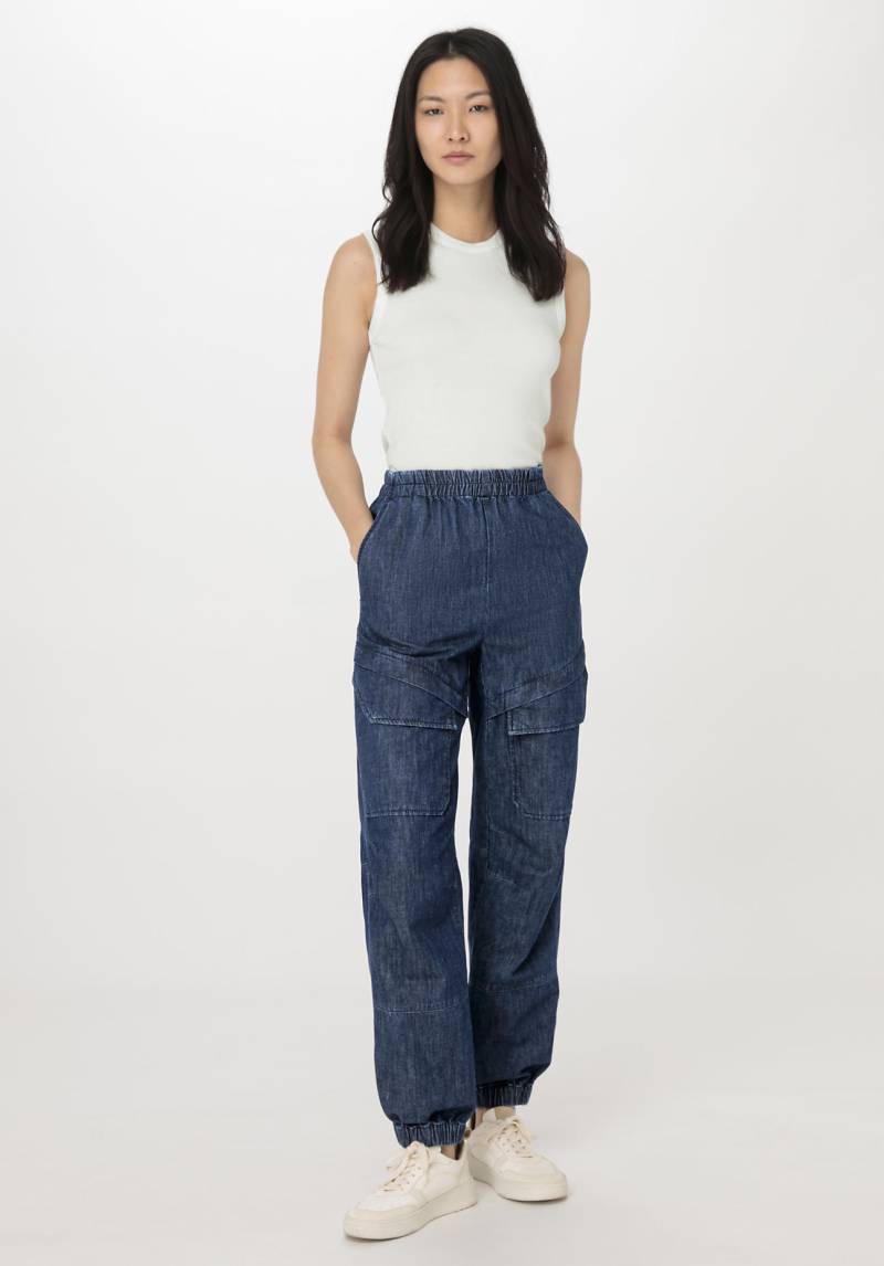 hessnatur Damen Jeans Cargo Relaxed aus Bio-Denim mit Kapok - blau Grösse34 von hessnatur