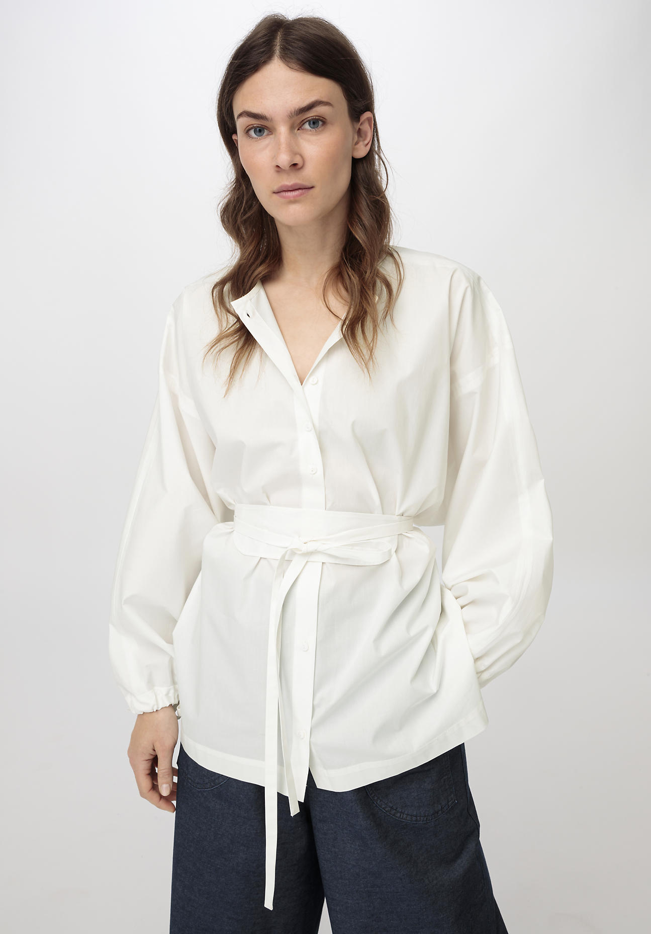 hessnatur Damen ZERO WASTE Bluse aus Bio-Baumwolle - weiß GrösseOne Size von hessnatur