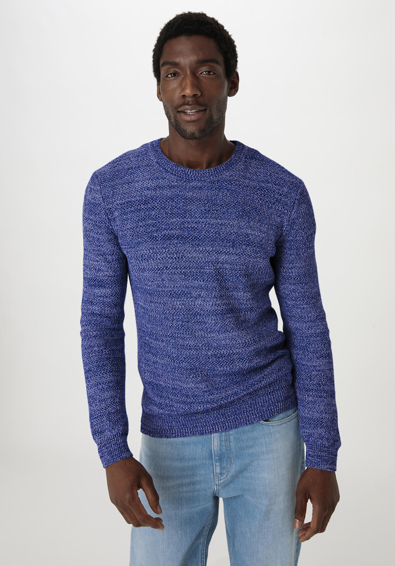 hessnatur Herren Mouliné-Pullover Regular aus Bio-Leinen und Bio-Baumwolle - blau Grösse56 hessnatur Herren Mouliné-Pullover Regular aus Bio-Leinen und Bio-Baumwolle - blau Grösse56 von hessnatur