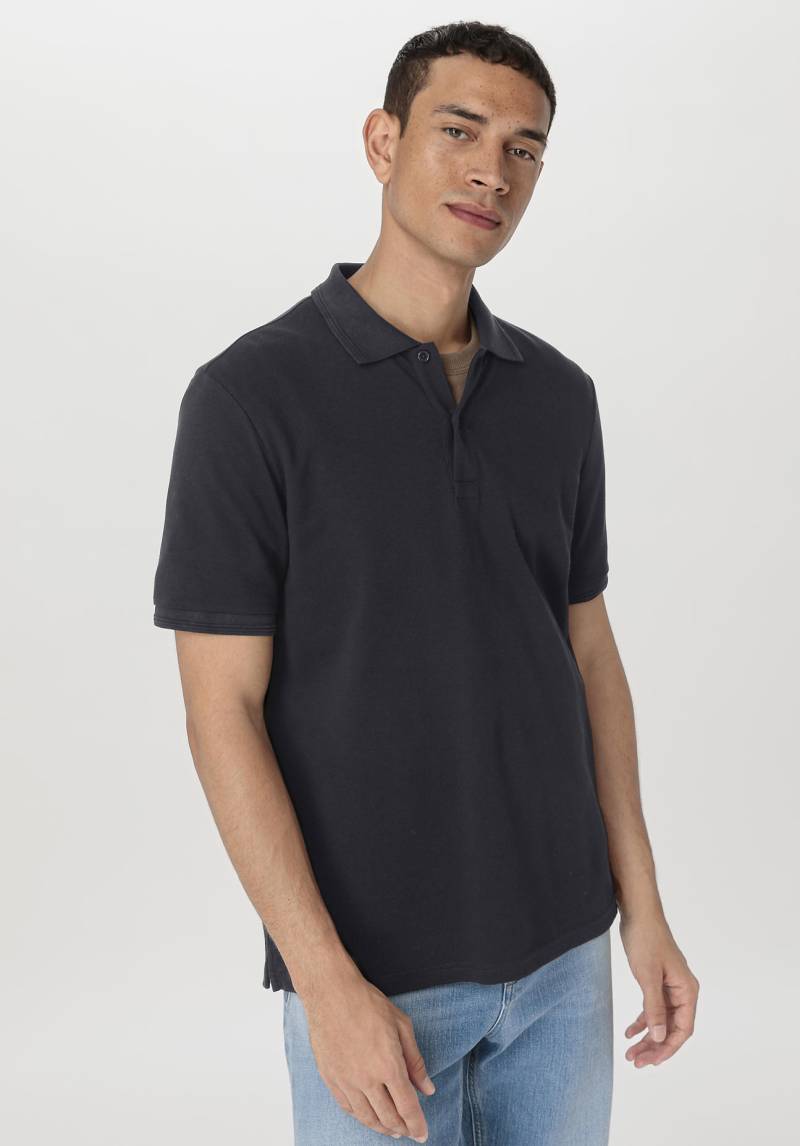 hessnatur Herren Zwirn Polo Shirt Regular aus Bio-Baumwolle - schwarz Grösse52 von hessnatur