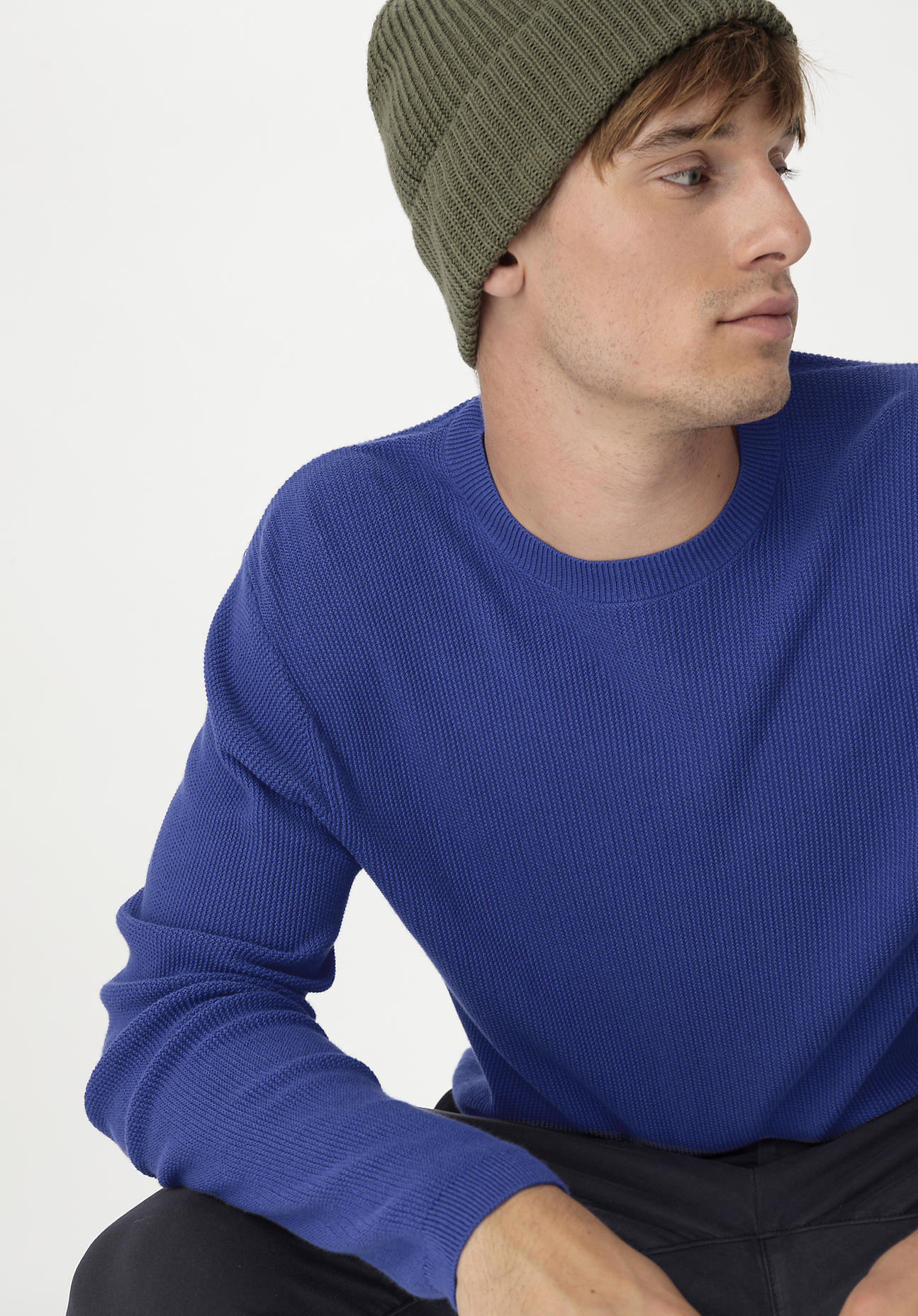 hessnatur Herren Pullover Regular aus Bio-Baumwolle - blau Grösse46 von hessnatur