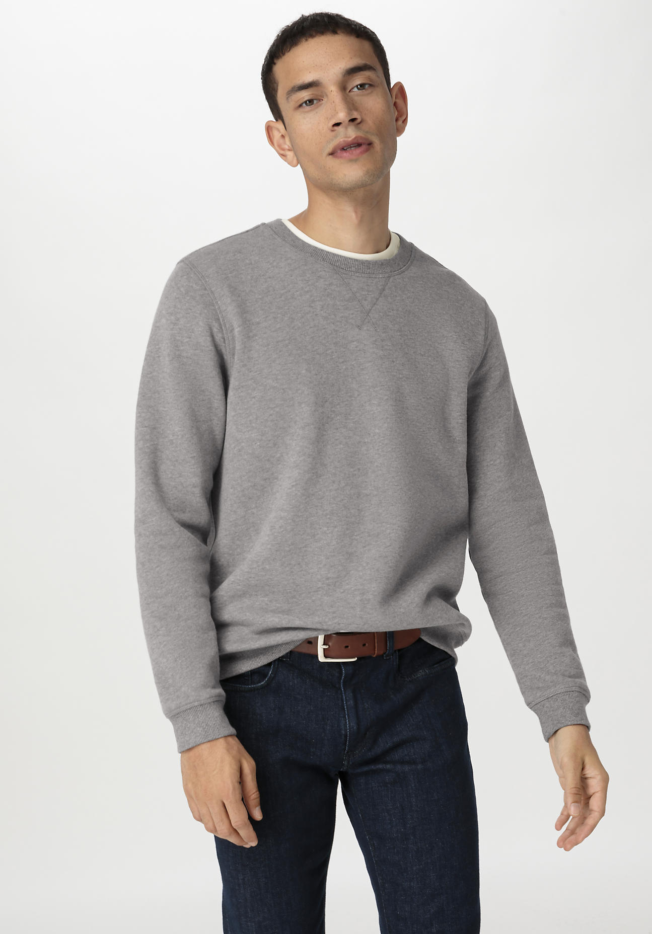 hessnatur Herren Sweater Relaxed aus Bio-Baumwolle - grau Grösse54 von hessnatur