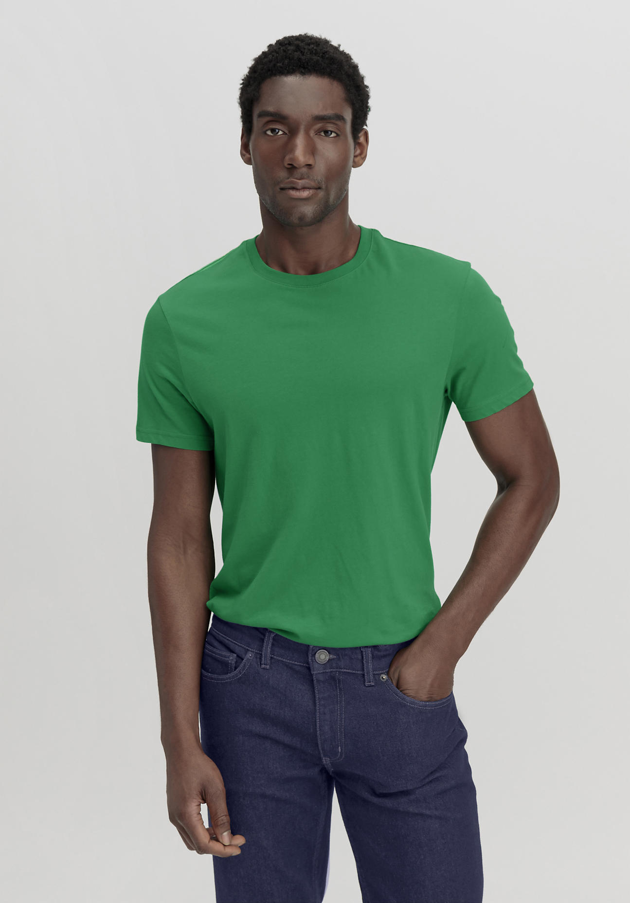 hessnatur Herren T-Shirt Regular aus Bio-Baumwolle - grün Grösse46 von hessnatur