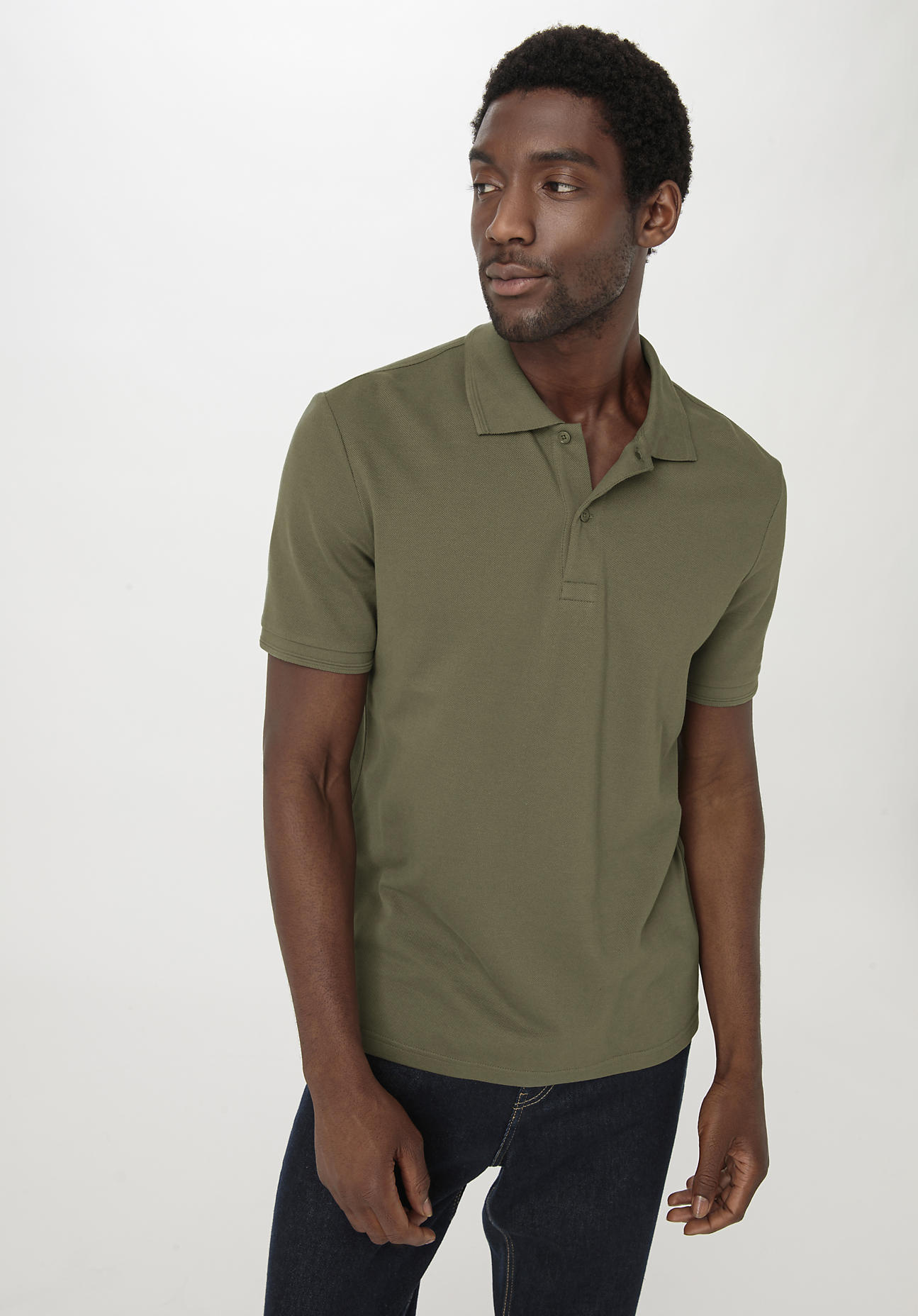 hessnatur Herren Zwirn Polo Shirt Regular aus Bio-Baumwolle - grün Grösse48 von hessnatur