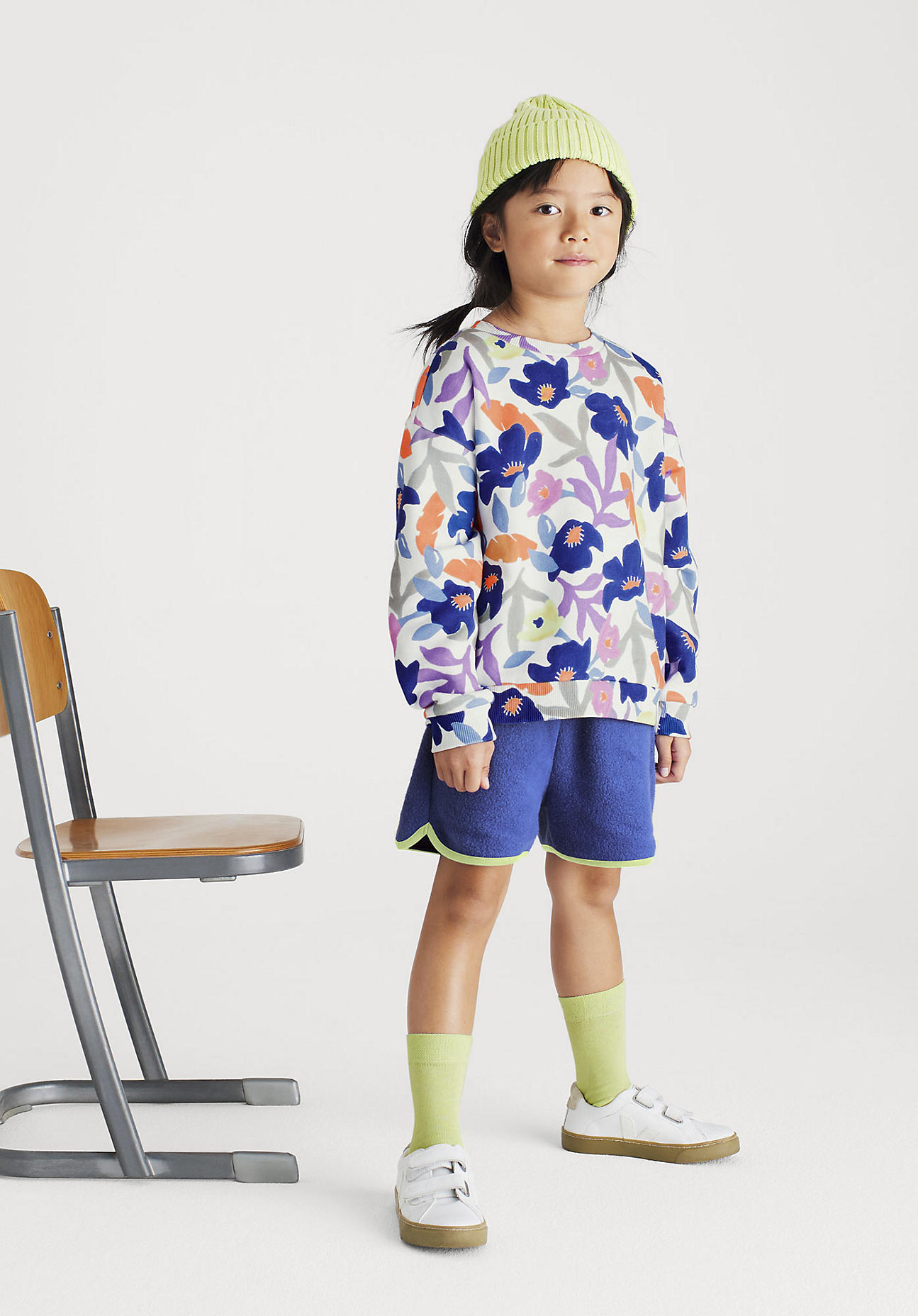 hessnatur Kinder Fleece Shorts Regular aus Bio-Baumwolle - blau Grösse158/164 von hessnatur