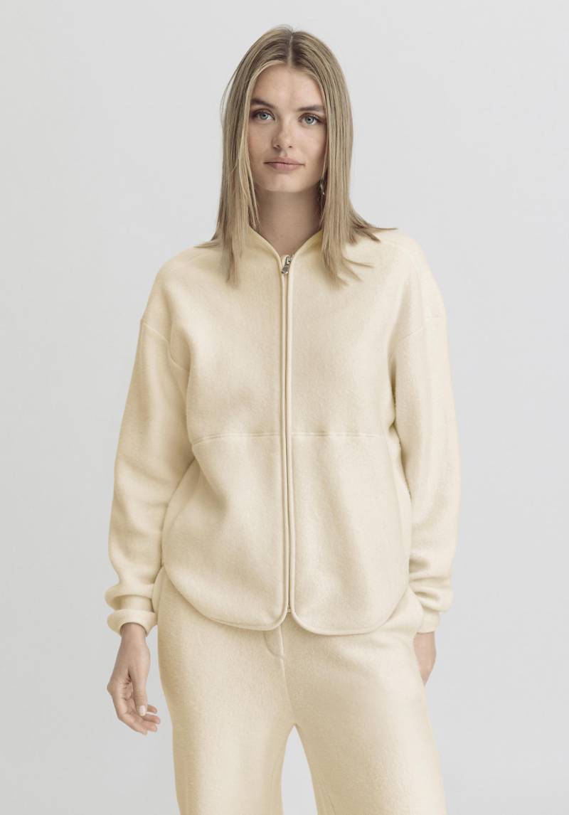 hessnatur Loungewear Fleece Jacke Regular ACTIVE LIGHT aus Bio-Baumwolle - naturfarben GrösseL von hessnatur