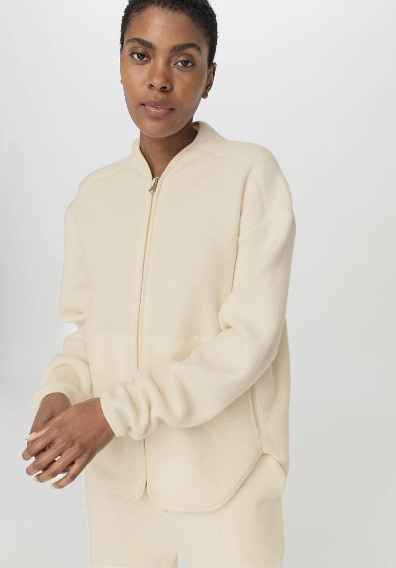 hessnatur Loungewear Fleece Jacke Regular ACTIVE LIGHT aus Bio-Baumwolle - naturfarben GrösseM von hessnatur