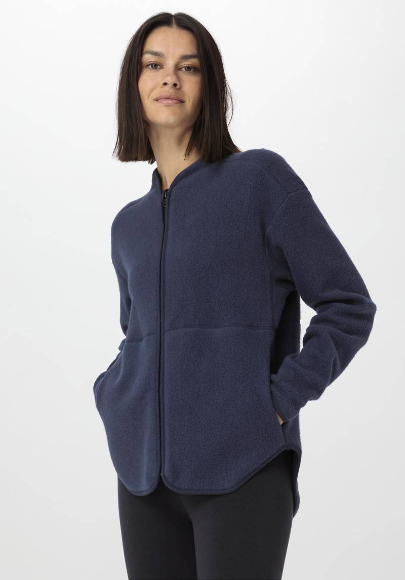 hessnatur Loungewear Fleece Jacke Regular ACTIVE LIGHT aus Bio-Baumwolle - blau GrösseL von hessnatur