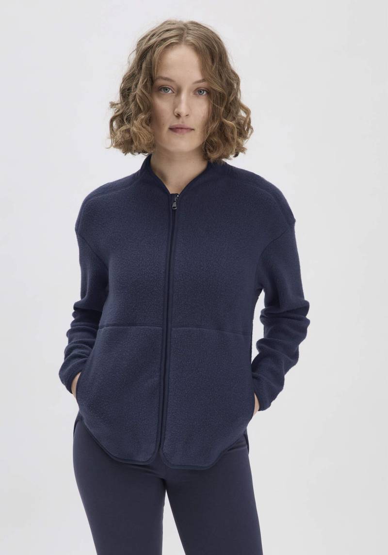 hessnatur Loungewear Fleece Jacke Relaxed ACTIVE LIGHT aus Bio-Baumwolle - blau GrösseS von hessnatur