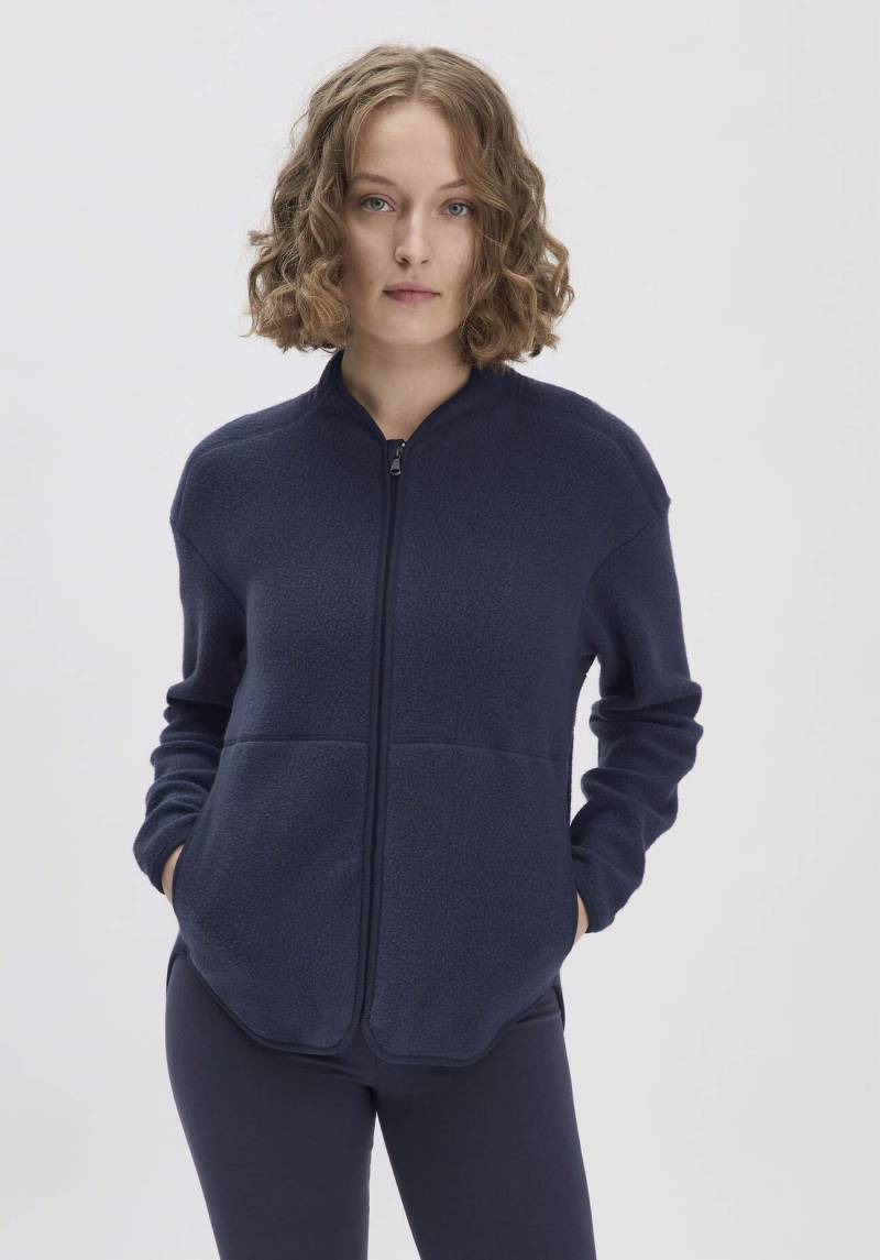 hessnatur Loungewear Fleece Jacke Regular ACTIVE LIGHT aus Bio-Baumwolle - blau GrösseS von hessnatur