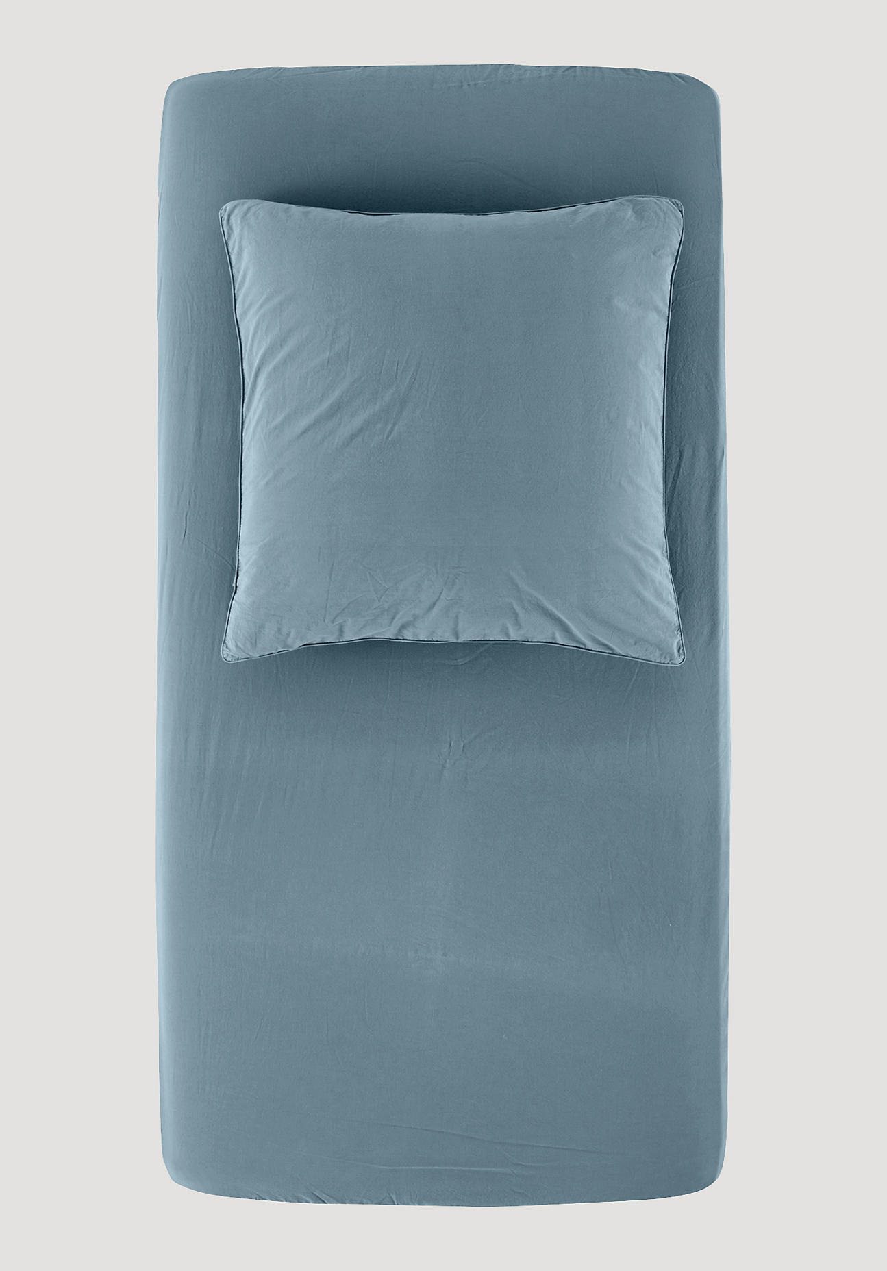 hessnatur Perkal Spannbettlaken aus Bio-Baumwolle - blau Grösse140-160x200 cm von hessnatur