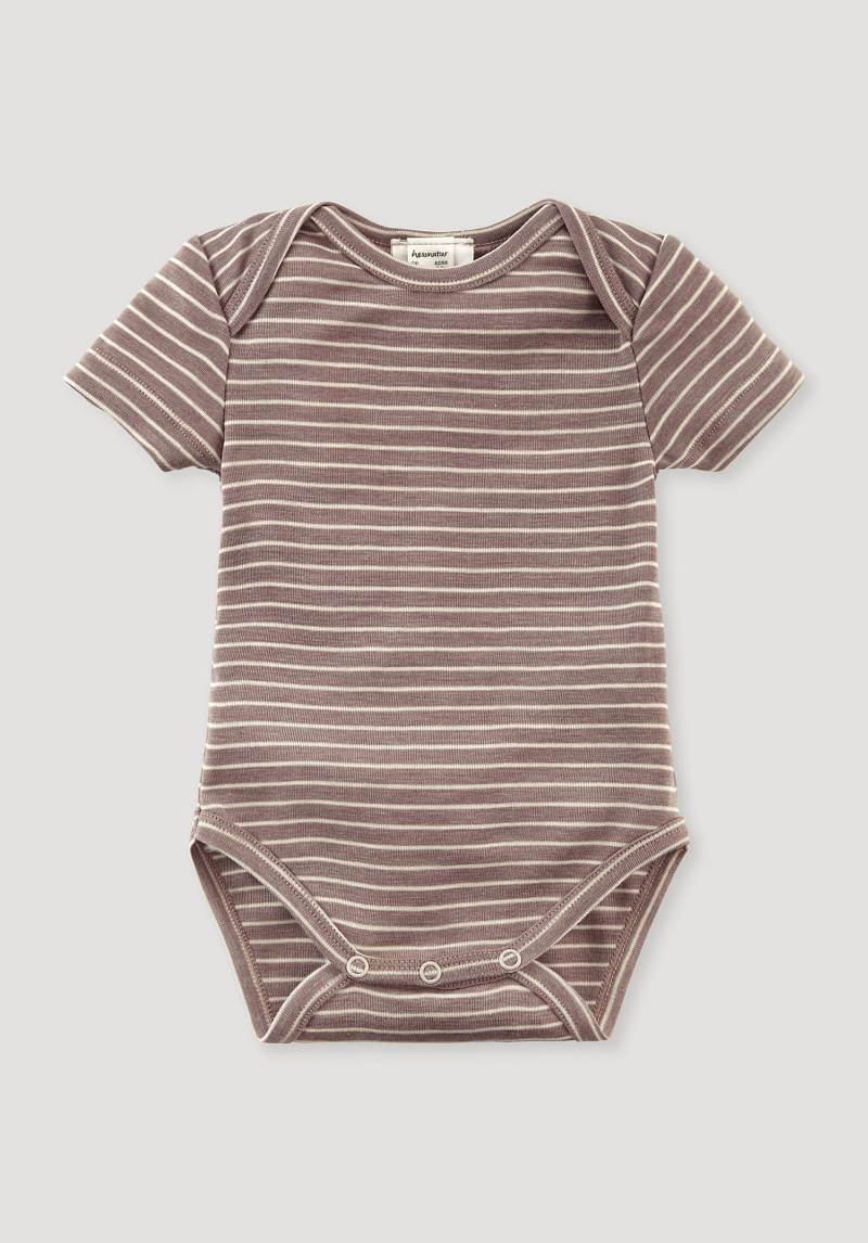 hessnatur Baby Body Kurzarm Slim aus Schurwolle mit Seide - lila Grösse98/104 von hessnatur