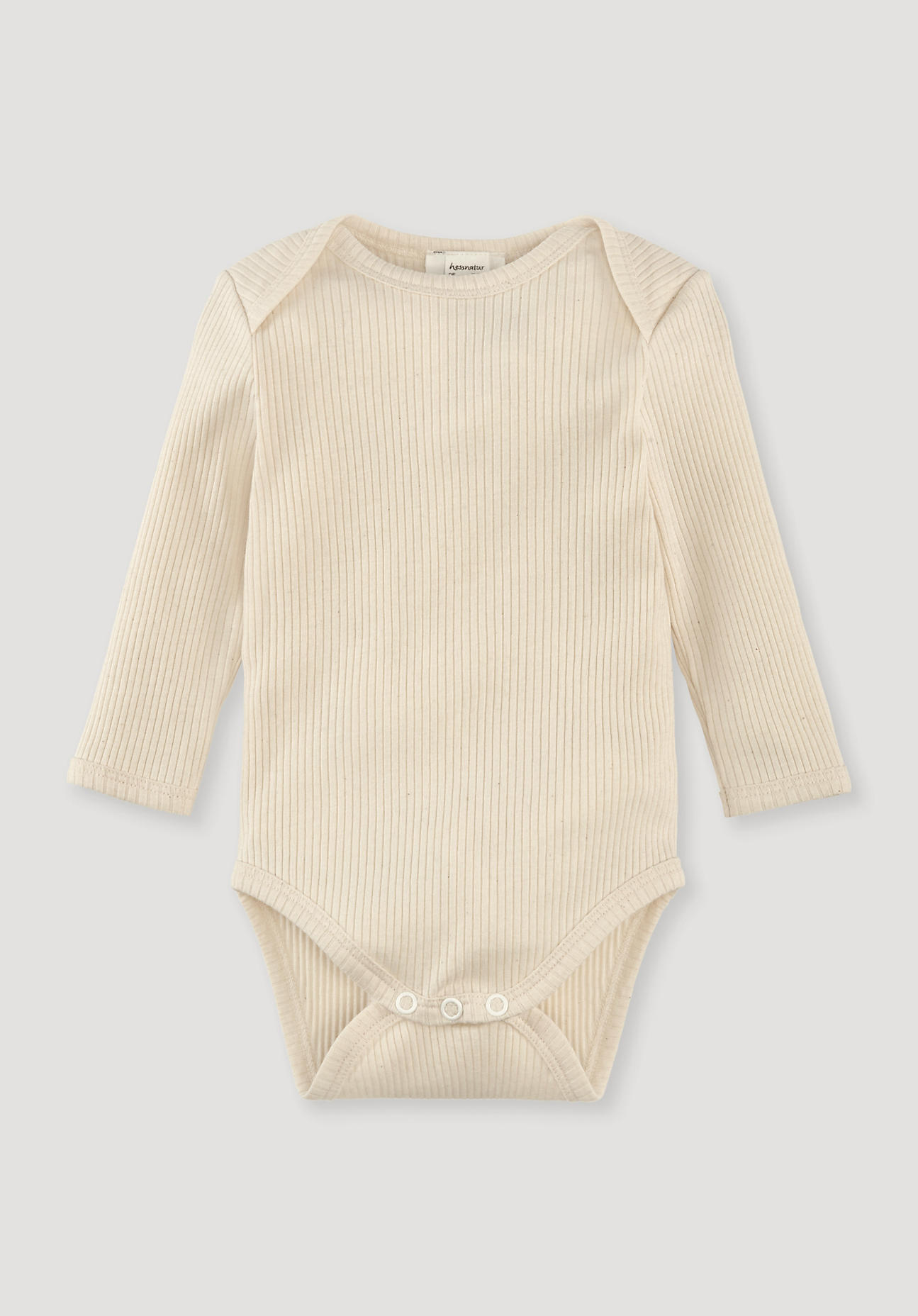 hessnatur Baby Langarmbody Slim aus Bio-Baumwolle mit Schurwolle - naturfarben Grösse74/80 von hessnatur