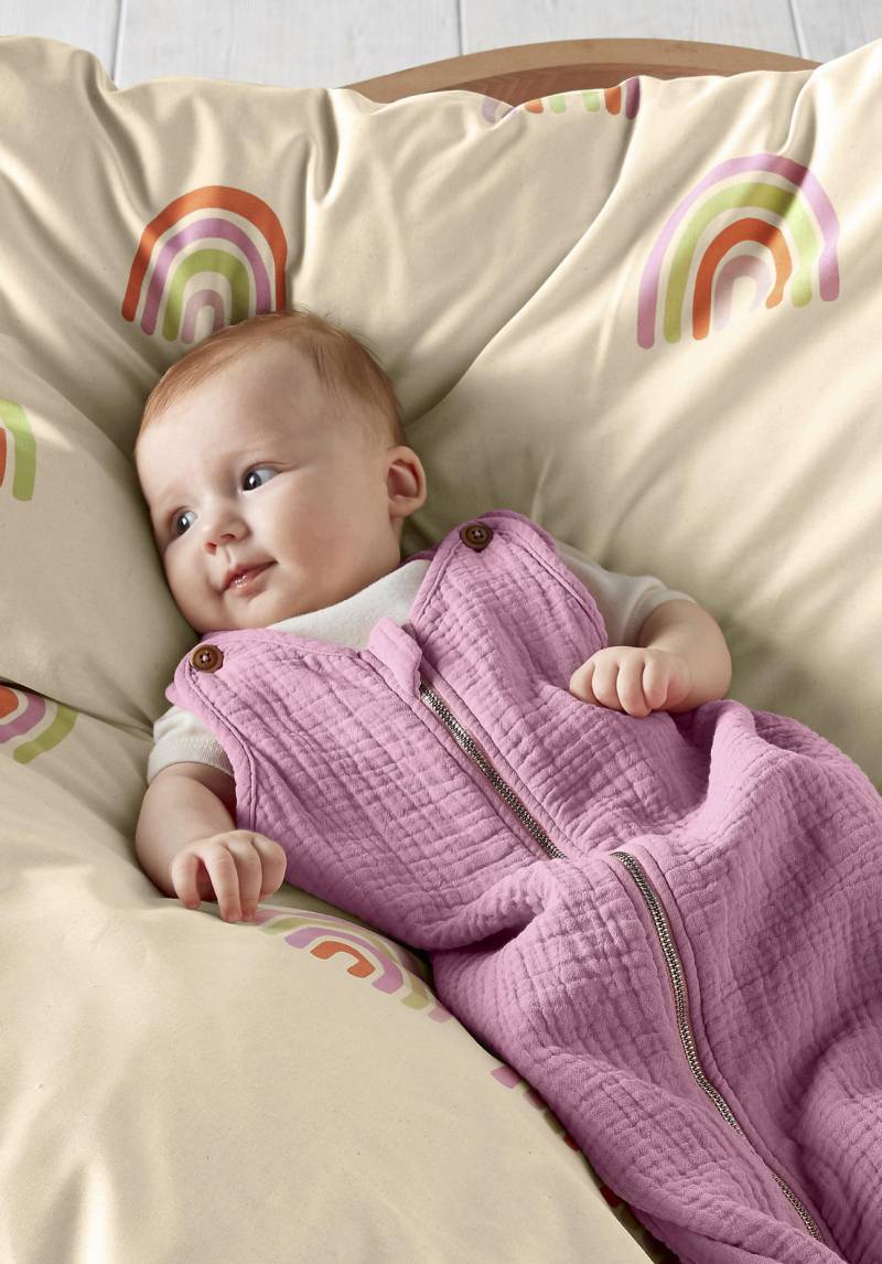 hessnatur Baby Musselin-Schlafsack aus Bio-Baumwolle - lila Grösse110 cm von hessnatur