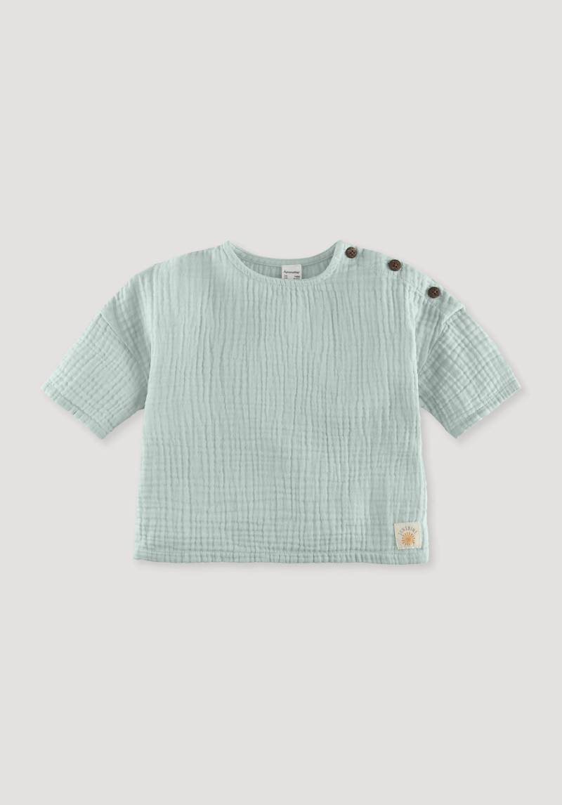 hessnatur Baby Musselin Shirt Relaxed aus Bio-Baumwolle - grün Grösse74/80 von hessnatur