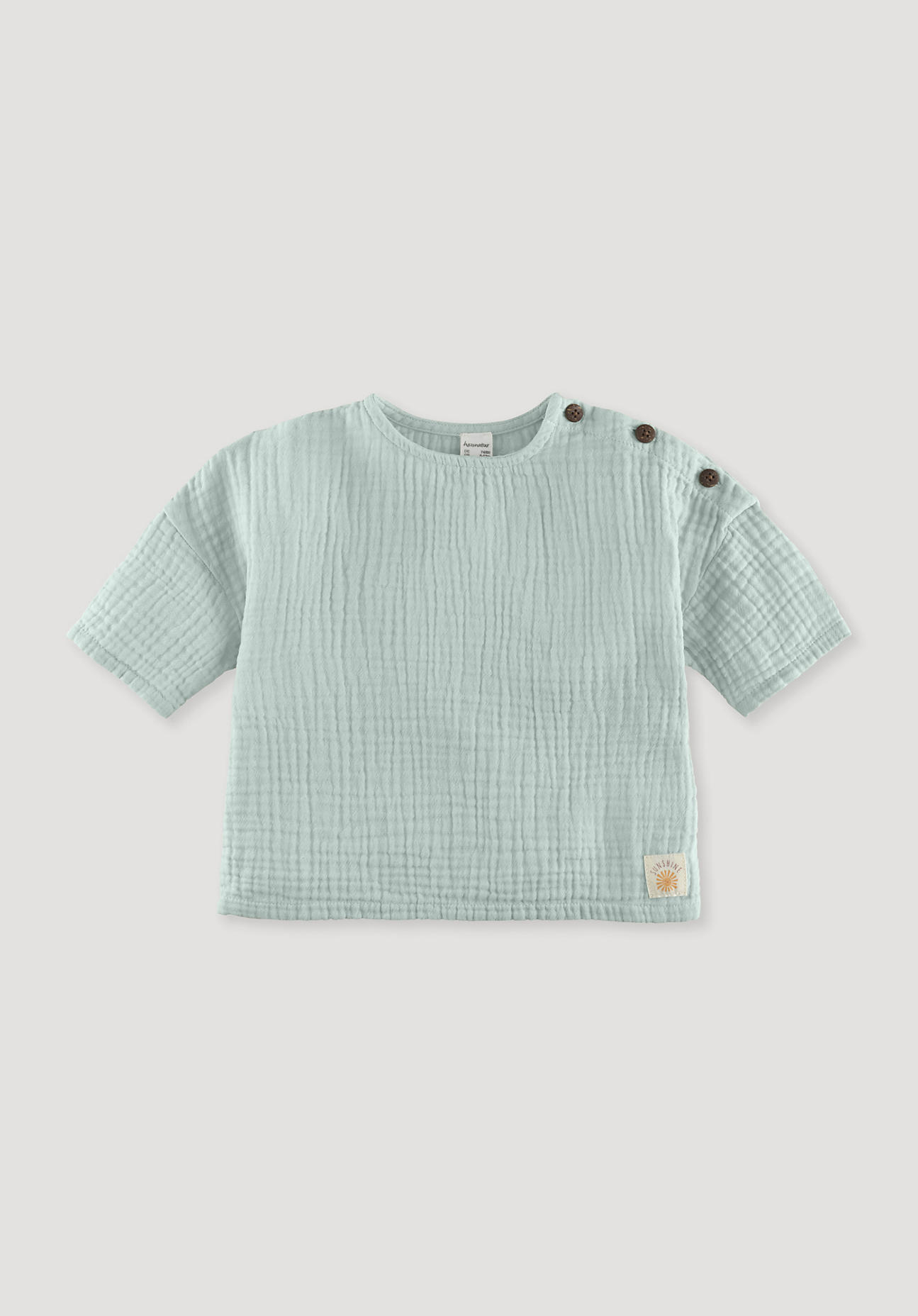 hessnatur Baby Musselin Shirt Relaxed aus Bio-Baumwolle - grün Grösse86/92 von hessnatur