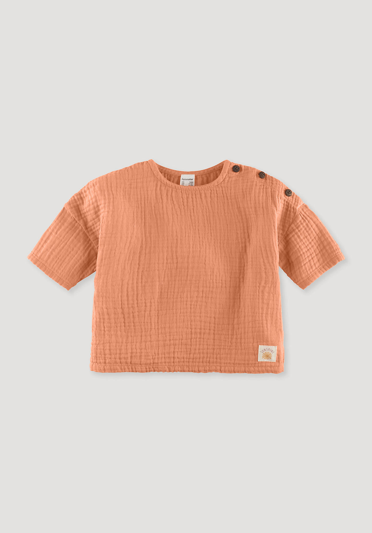 hessnatur Baby Musselin Shirt Relaxed aus Bio-Baumwolle - orange Grösse74/80 von hessnatur