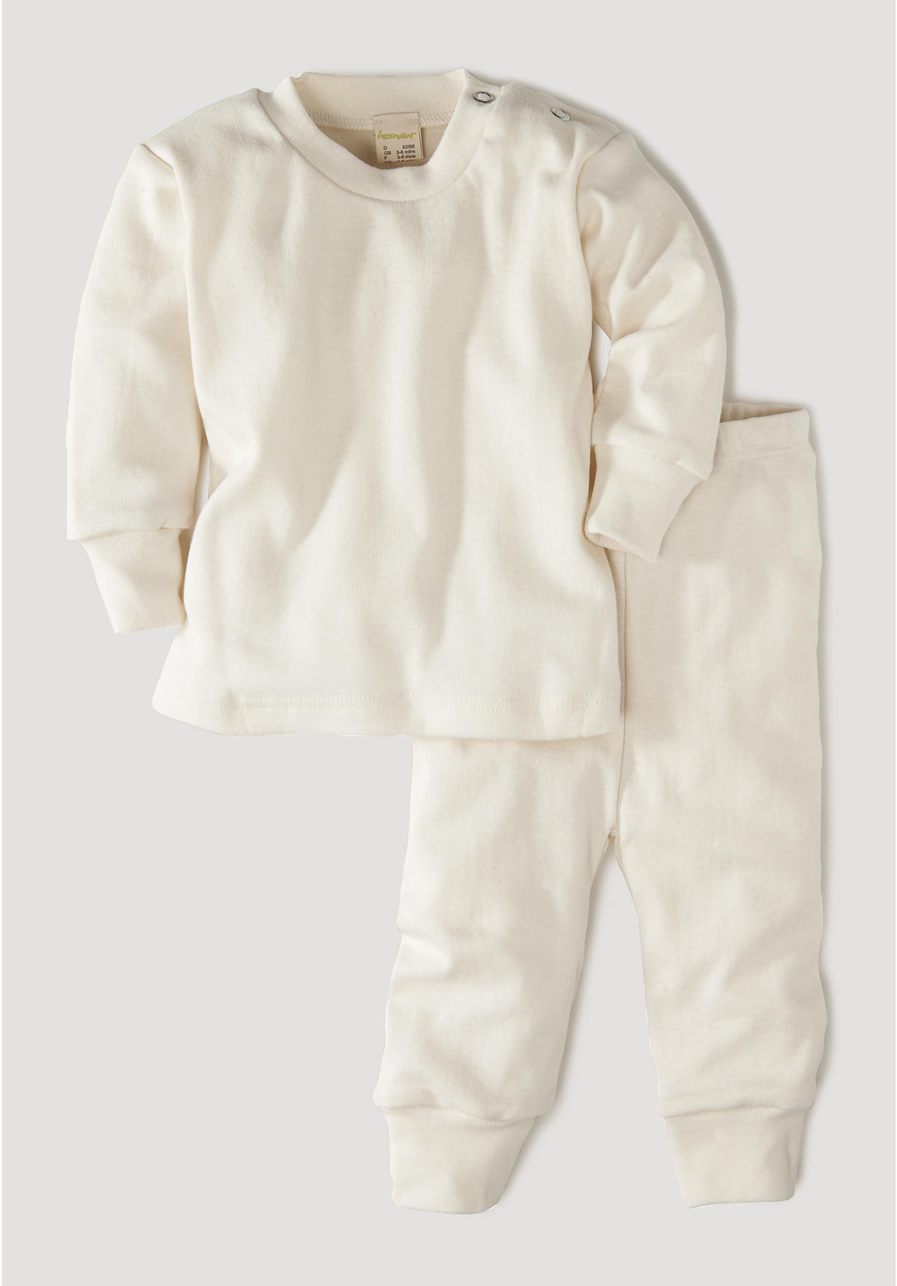 hessnatur Baby Pyjama Regular aus Bio-Baumwolle - naturfarben Grösse62/68 von hessnatur