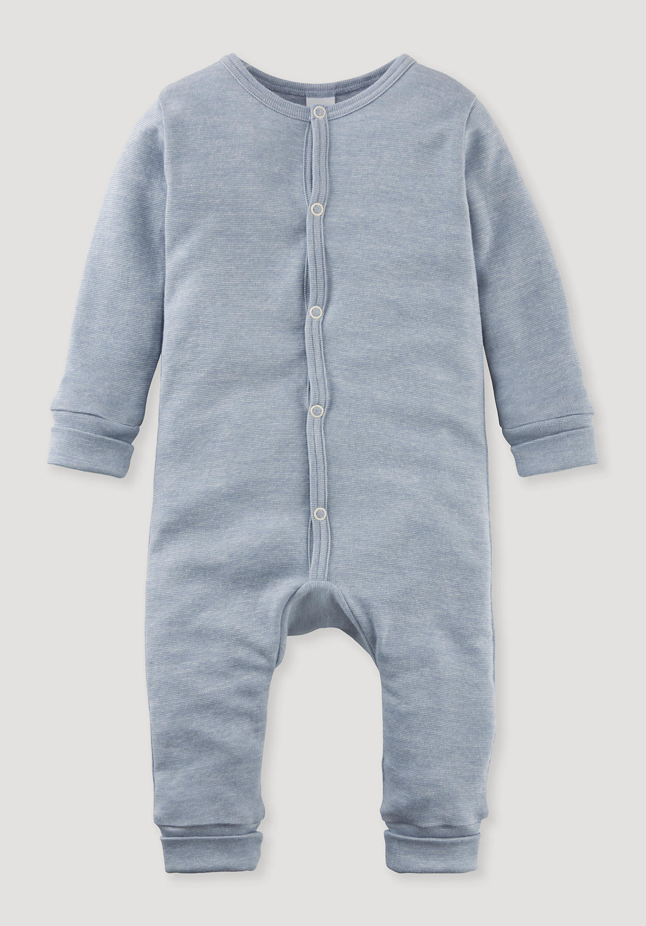 hessnatur Baby Schlafoverall Regular aus Bio-Baumwolle mit Merinowolle und Seide - blau Grösse62/68 von hessnatur