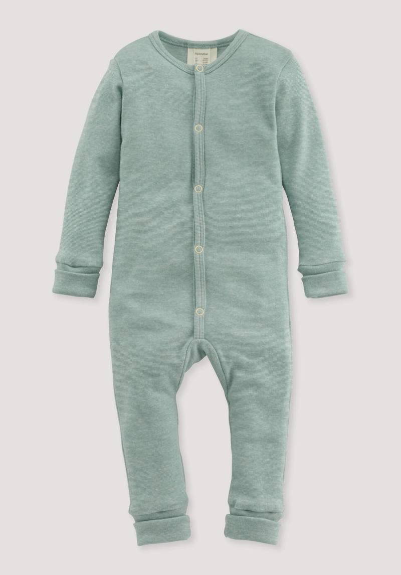 hessnatur Baby Schlafoverall aus Bio-Baumwolle mit Bio-Merinowolle und Seide - grün Grösse74/80 von hessnatur