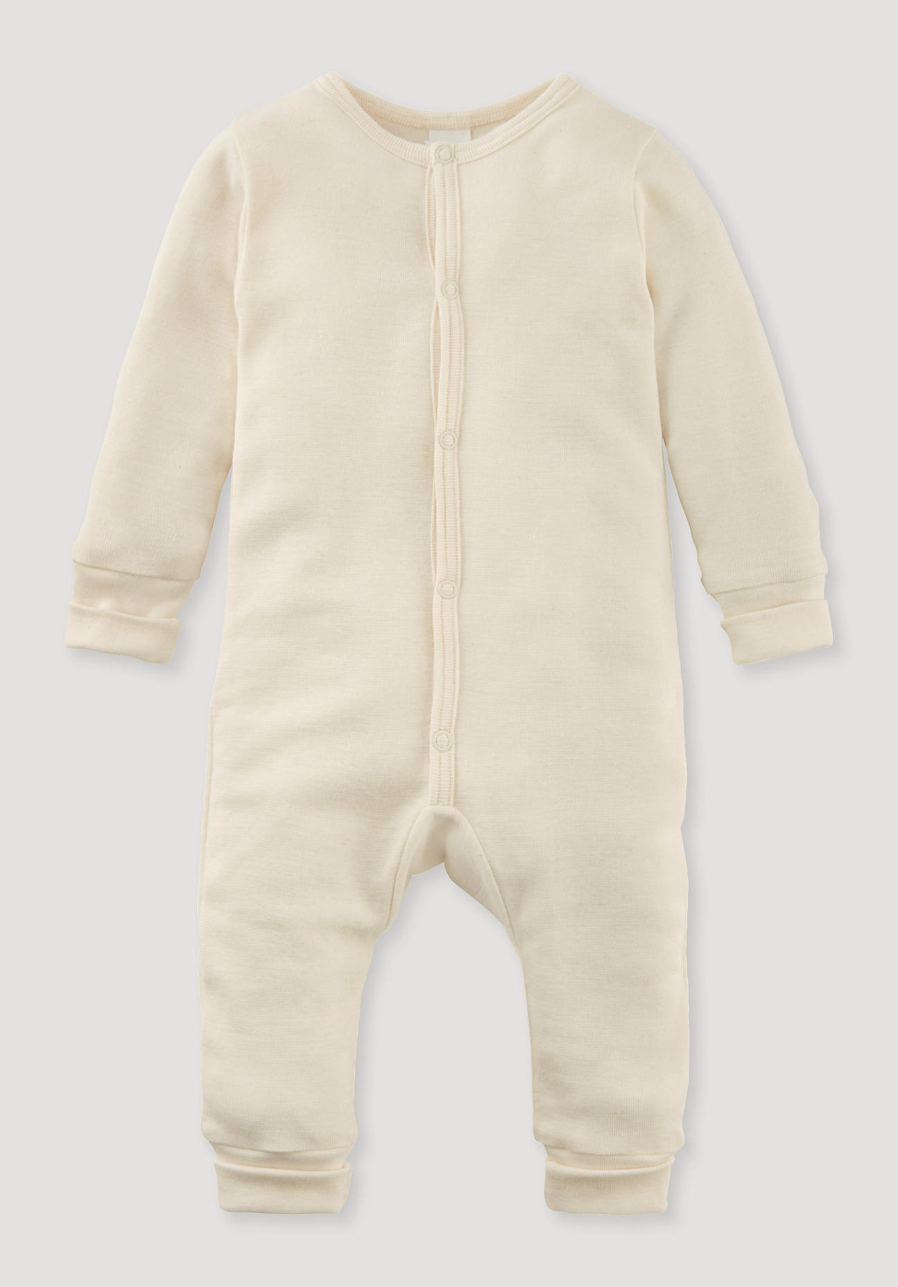 hessnatur Baby Schlafoverall Regular aus Bio-Baumwolle mit Merinowolle und Seide - naturfarben Grösse86/92 von hessnatur