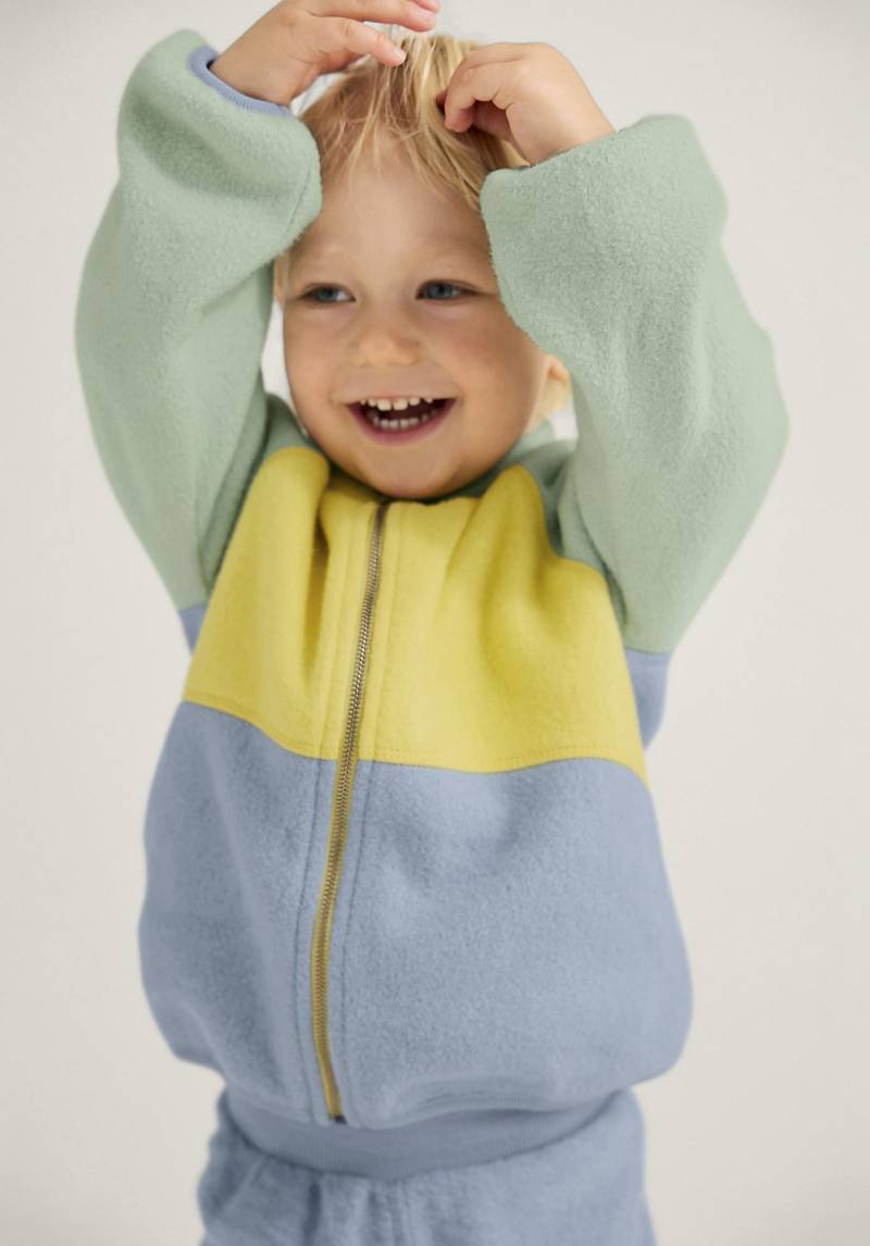 hessnatur Baby Softfleece Jacke Regular aus Bio-Baumwolle - blau Grösse74/80 von hessnatur