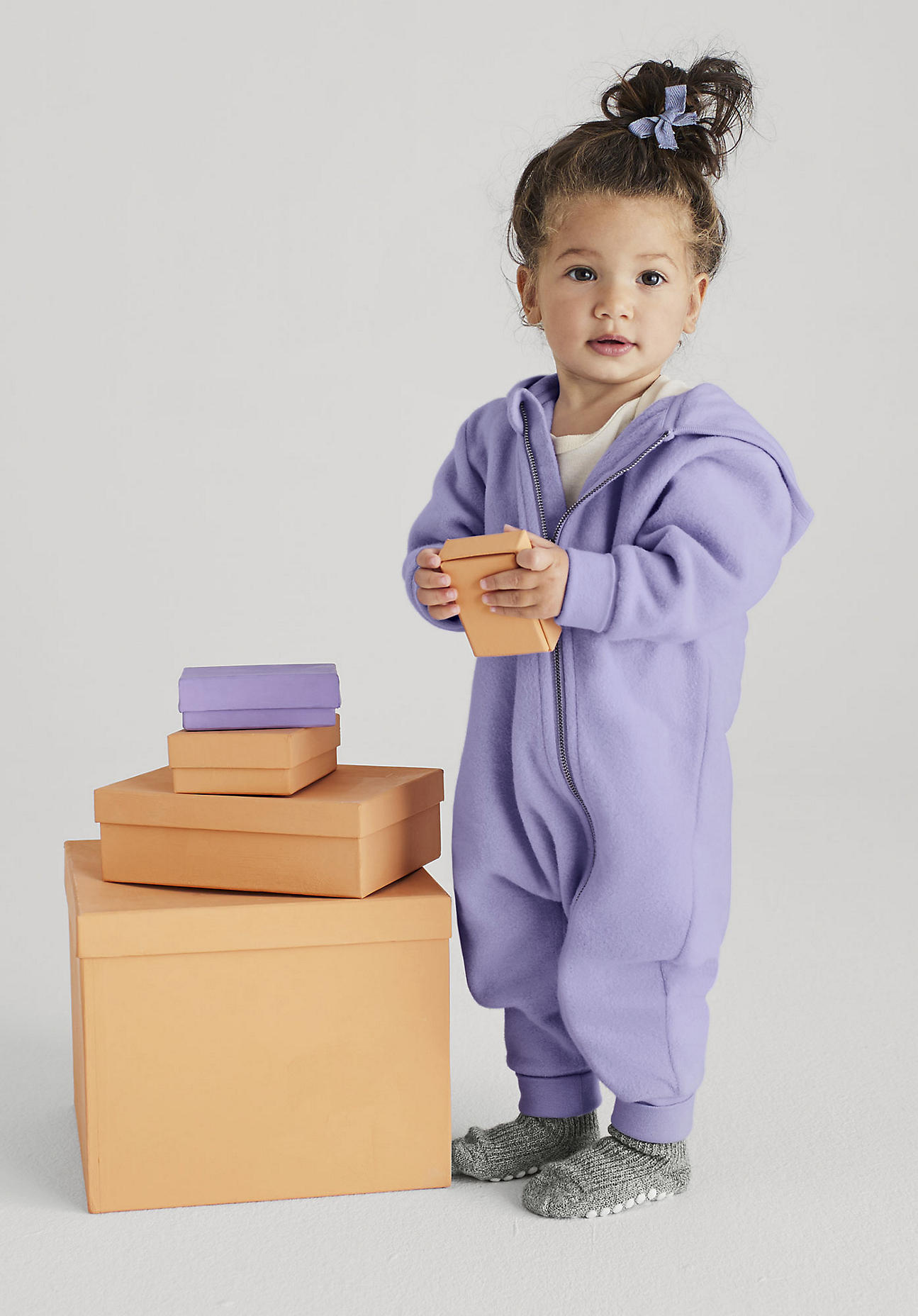 hessnatur Baby Softfleece Overall Regular aus Bio-Baumwolle - lila Grösse74/80 von hessnatur