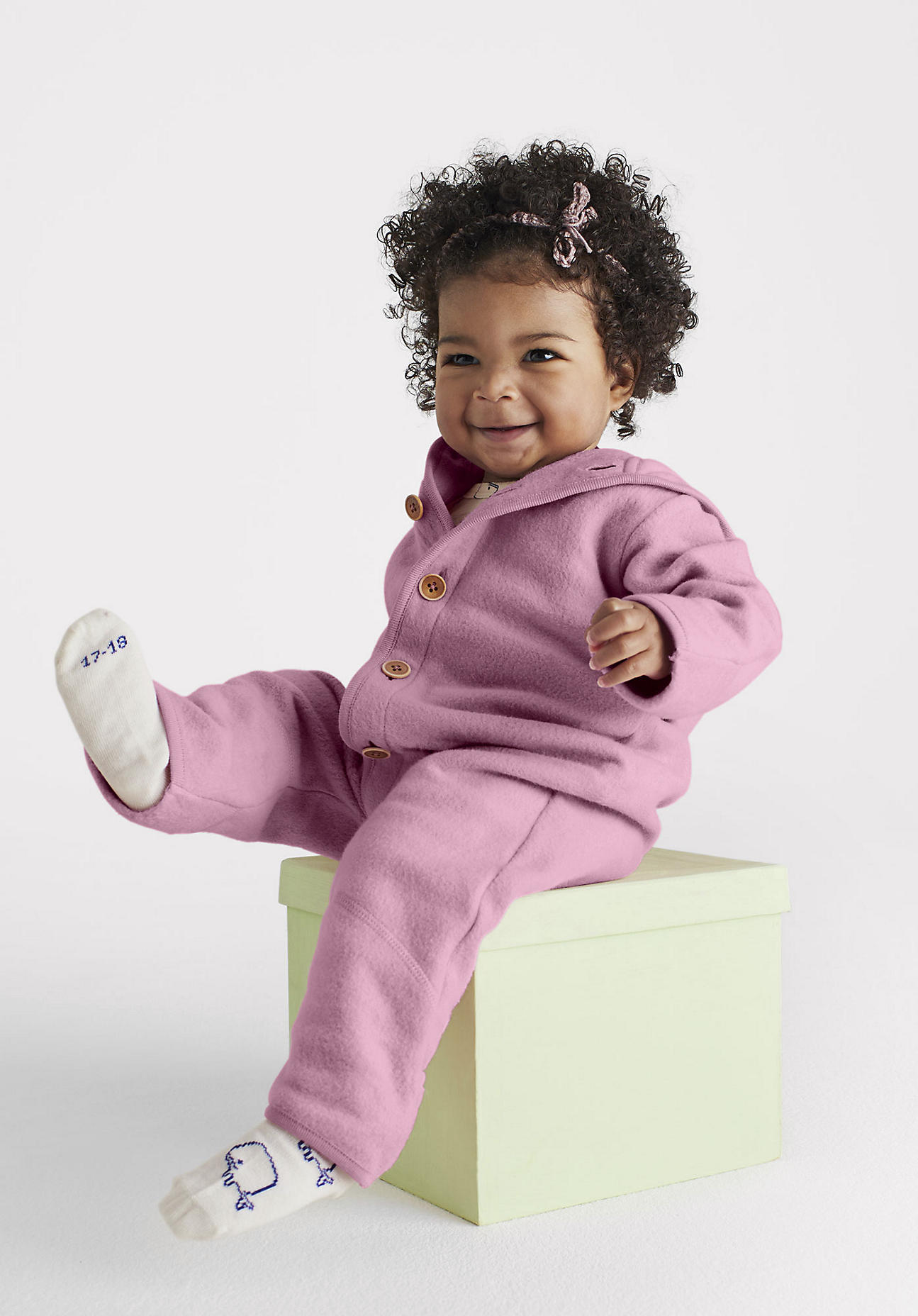 hessnatur Baby Softfleece Overall Regular aus Bio-Baumwolle - lila Grösse74/80 von hessnatur