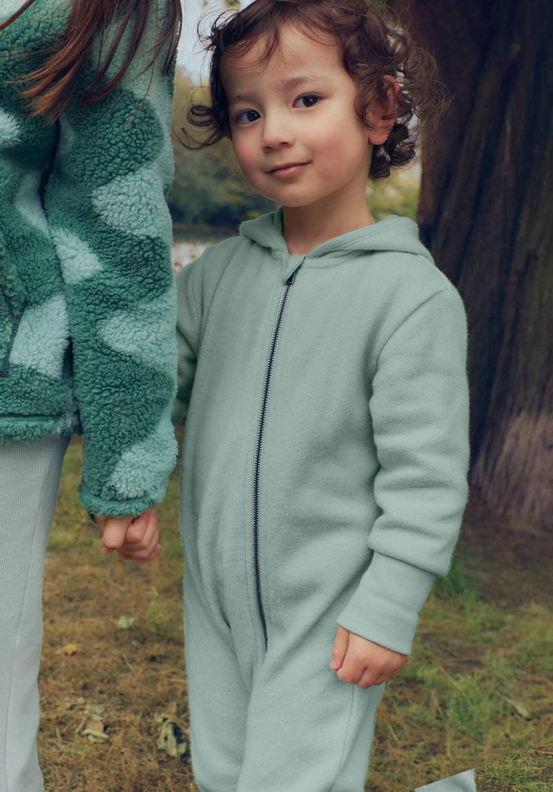 hessnatur Baby Softfleece Overall Regular aus Bio-Baumwolle - grün Grösse74/80 von hessnatur