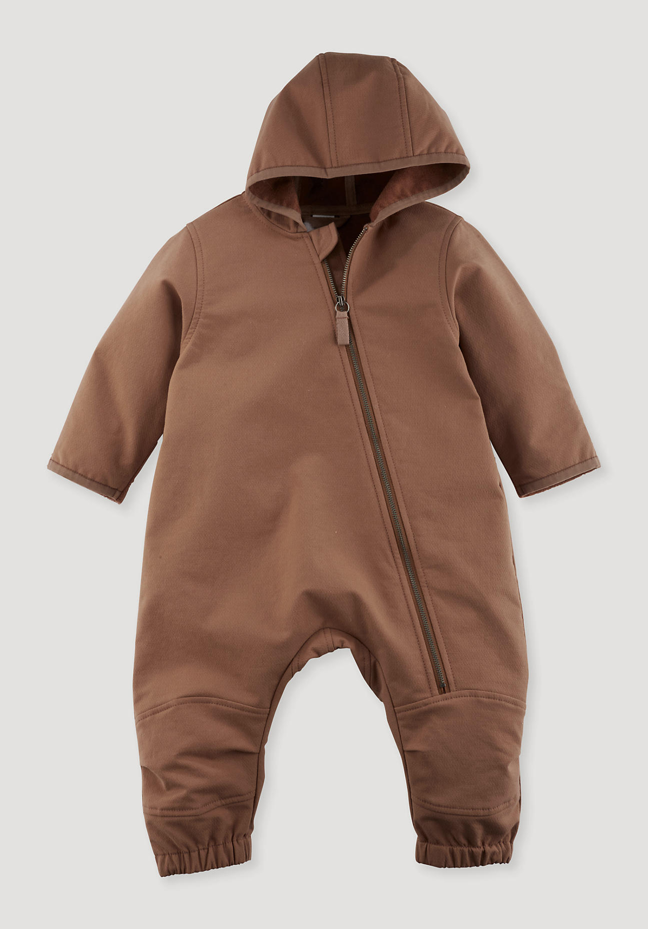 hessnatur Baby Softshell Overall Relaxed aus Bio-Baumwolle - braun Grösse62/68 von hessnatur