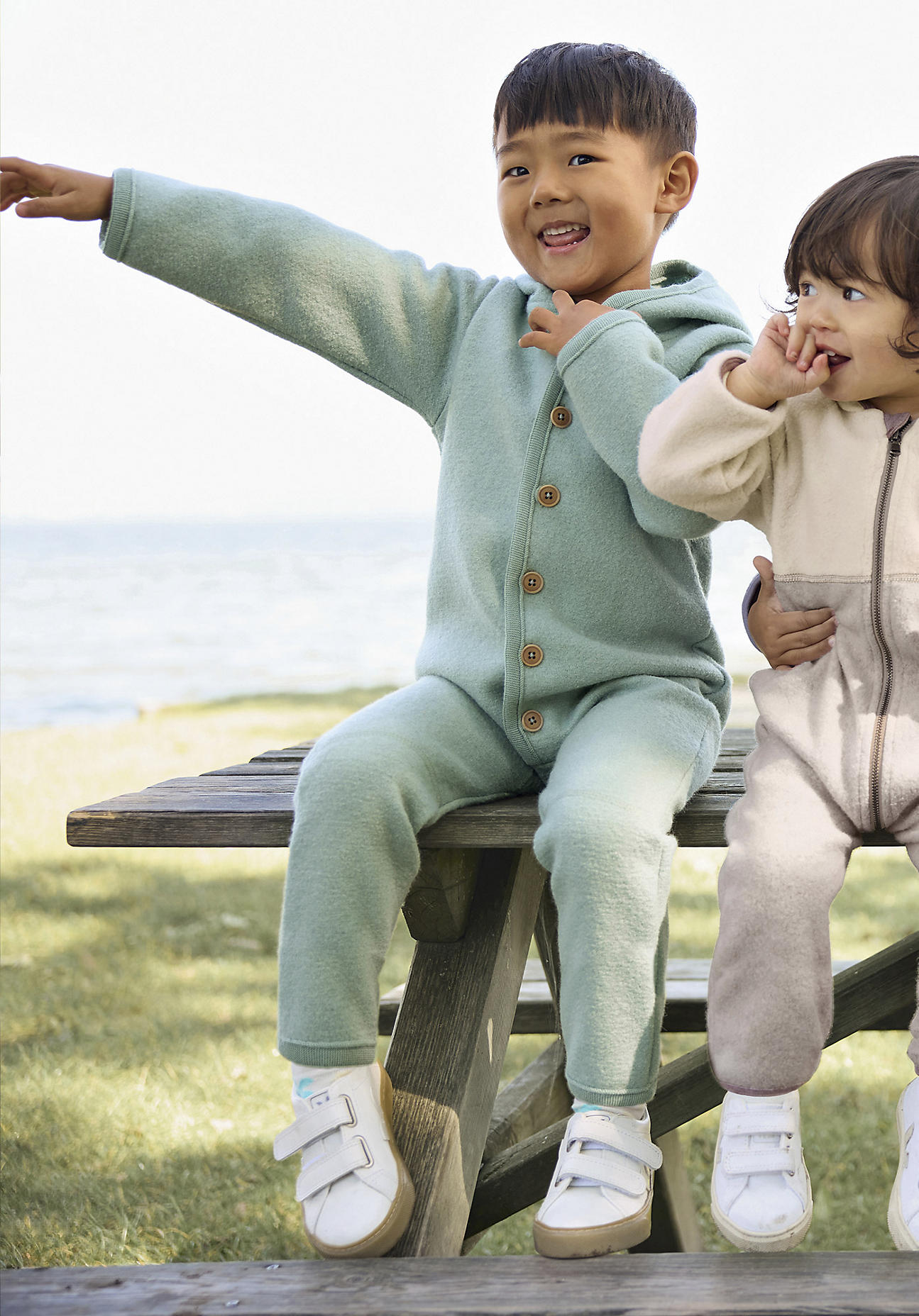 hessnatur Baby Wollwalk Overall Regular aus Bio-Merinowolle - grün Grösse86/92 von hessnatur