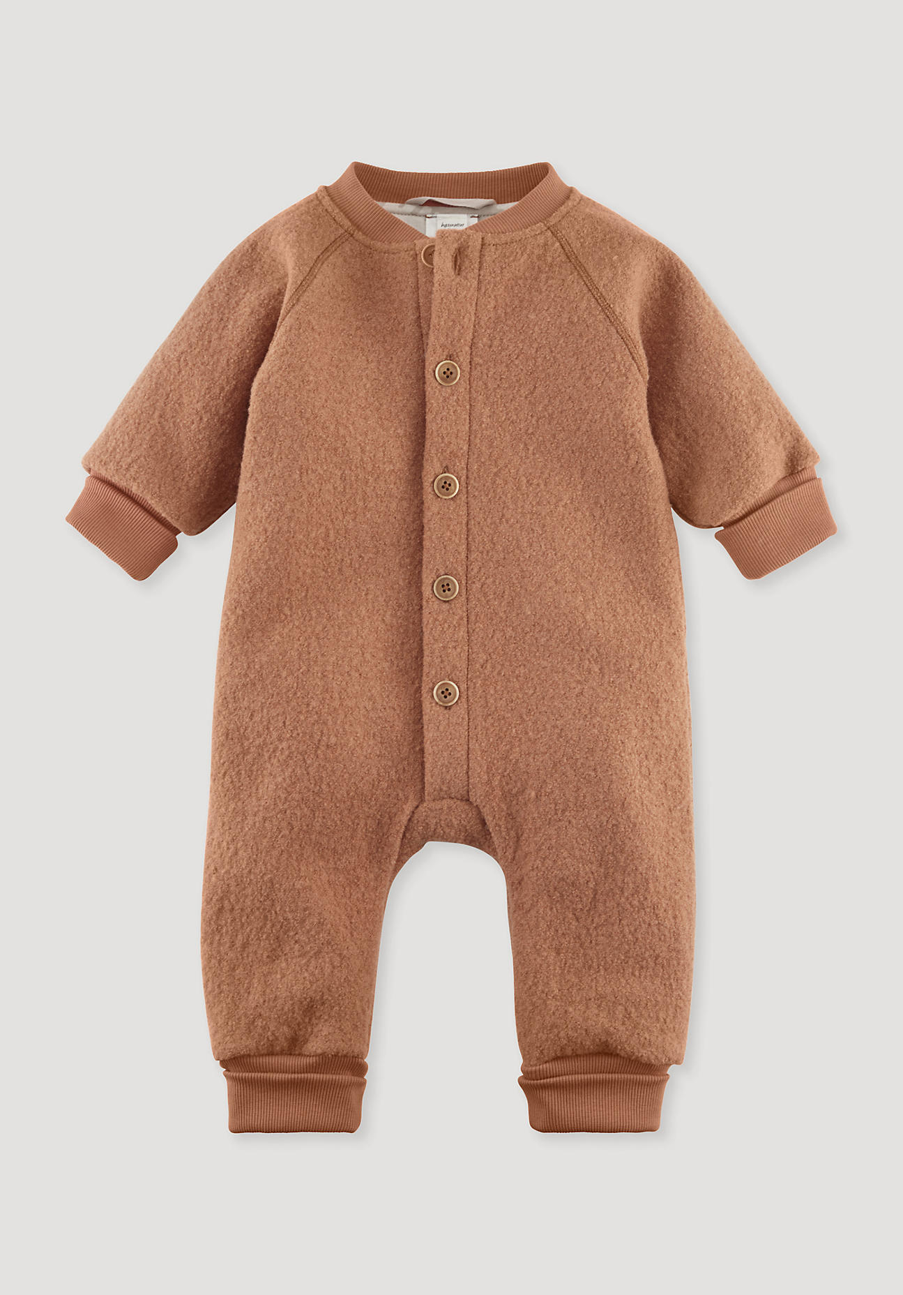 hessnatur Baby Walk Overall mit Jerseyfutter aus Bio-Merinowolle - braun Grösse86/92 von hessnatur