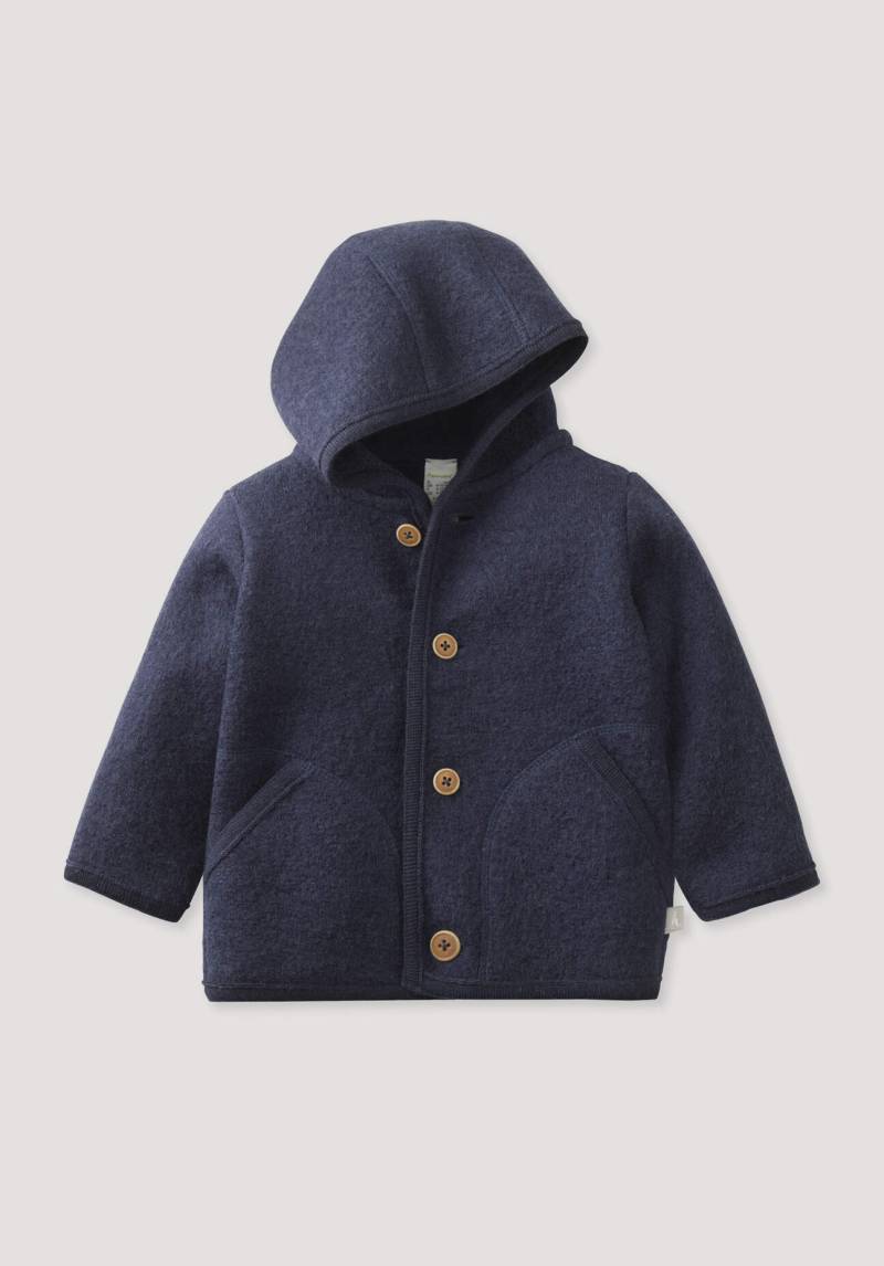 hessnatur Baby Wollwalk Jacke Regular aus Bio-Merinowolle - blau Grösse74/80 von hessnatur