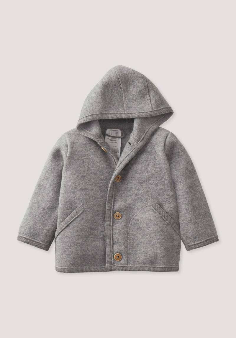 hessnatur Baby Wollwalk Jacke Regular aus Bio-Merinowolle - grau Grösse98/104 von hessnatur