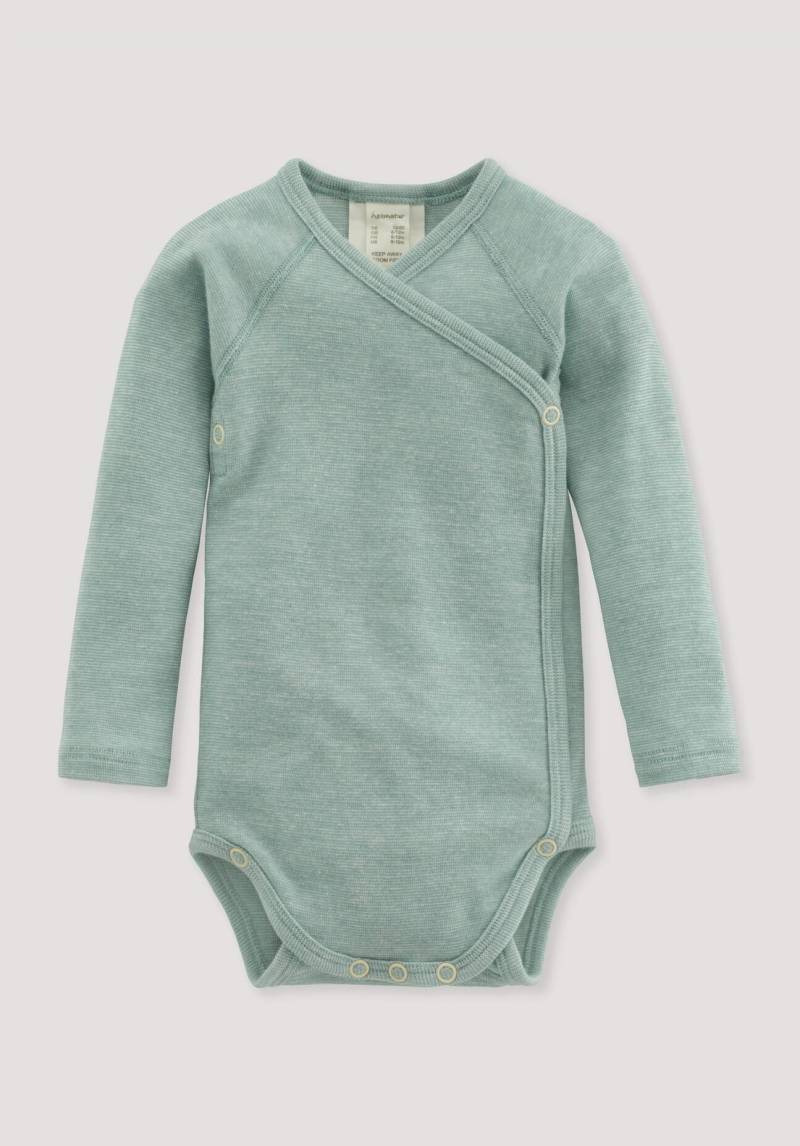 hessnatur Baby Wickelbody aus Bio-Baumwolle mit Bio-Merinowolle und Seide - grün Grösse86/92 von hessnatur
