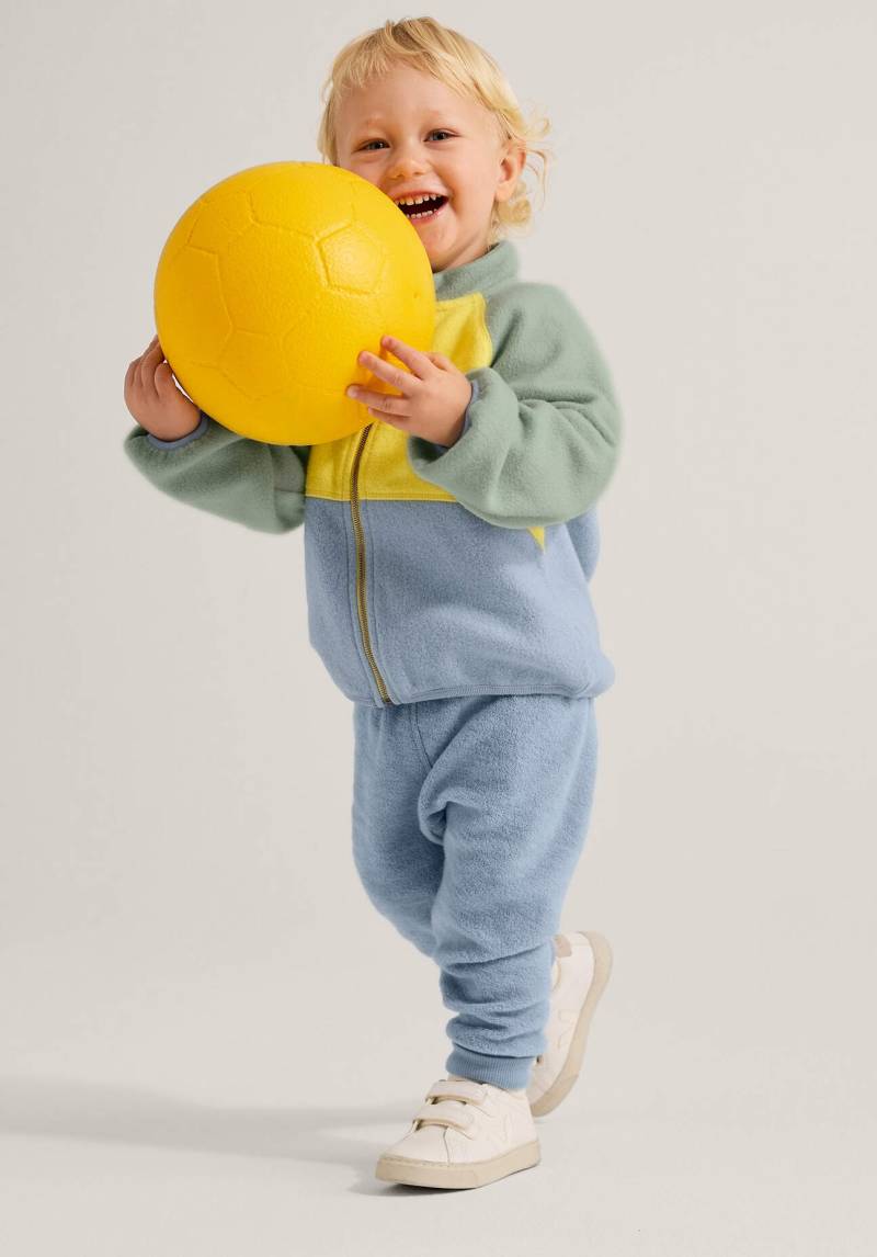 hessnatur Baby Wollfrottee Hose Regular aus Bio-Merinowolle - blau Grösse74/80 von hessnatur