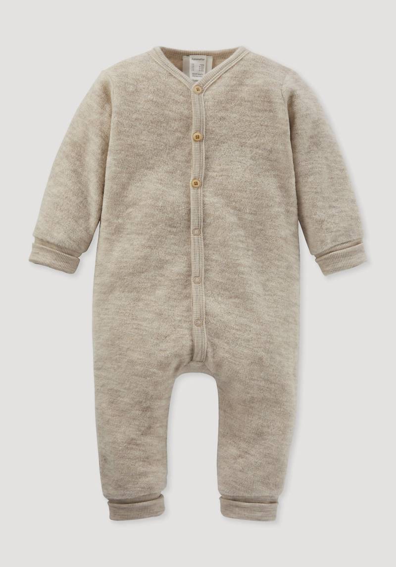 hessnatur Baby Wollfrottee Overall Regular aus Bio-Merinowolle - beige Grösse74/80 von hessnatur