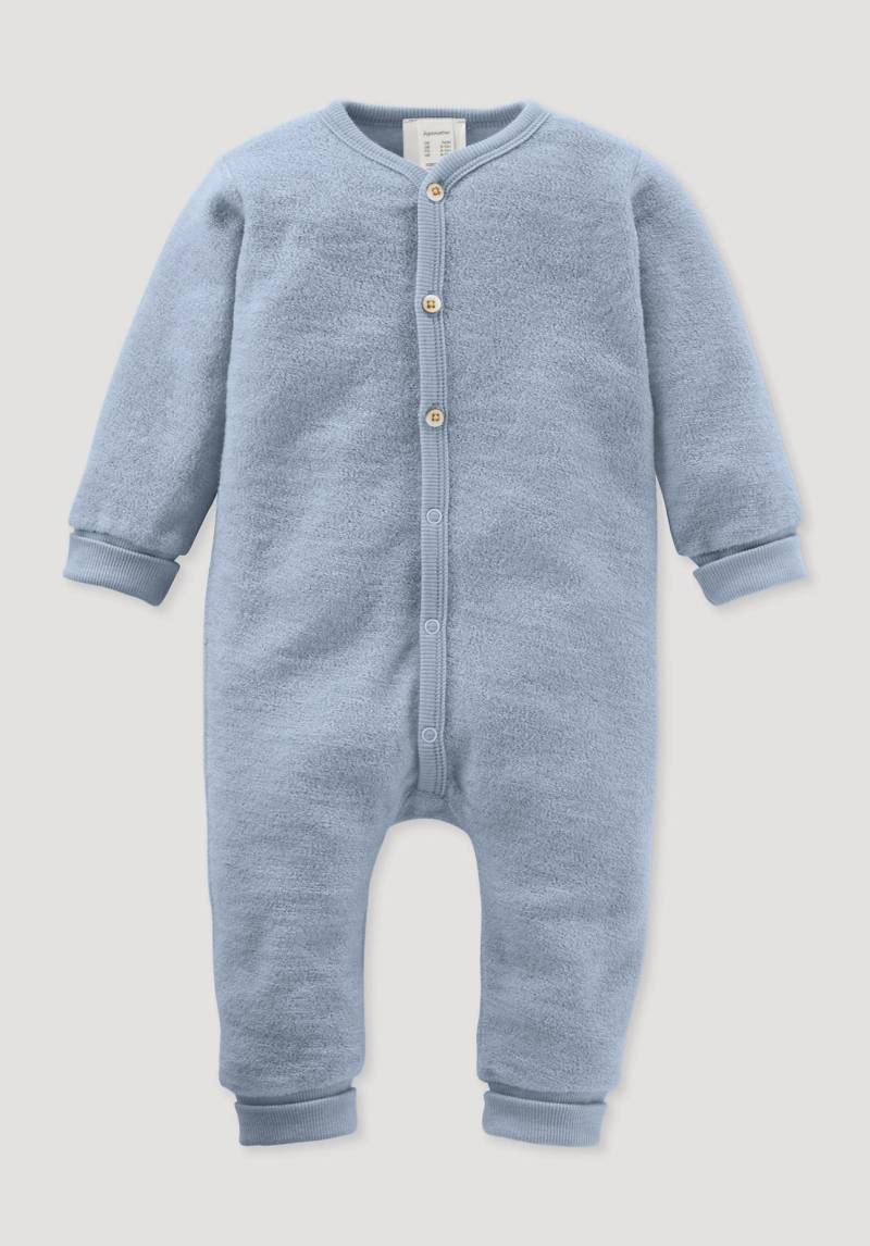 hessnatur Baby Wollfrottee Overall Regular aus Bio-Merinowolle - blau Grösse50/56 von hessnatur
