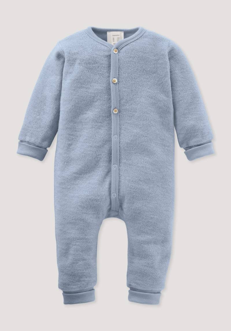 hessnatur Baby Wollfrottee Overall Regular aus Bio-Merinowolle - blau Grösse74/80 von hessnatur