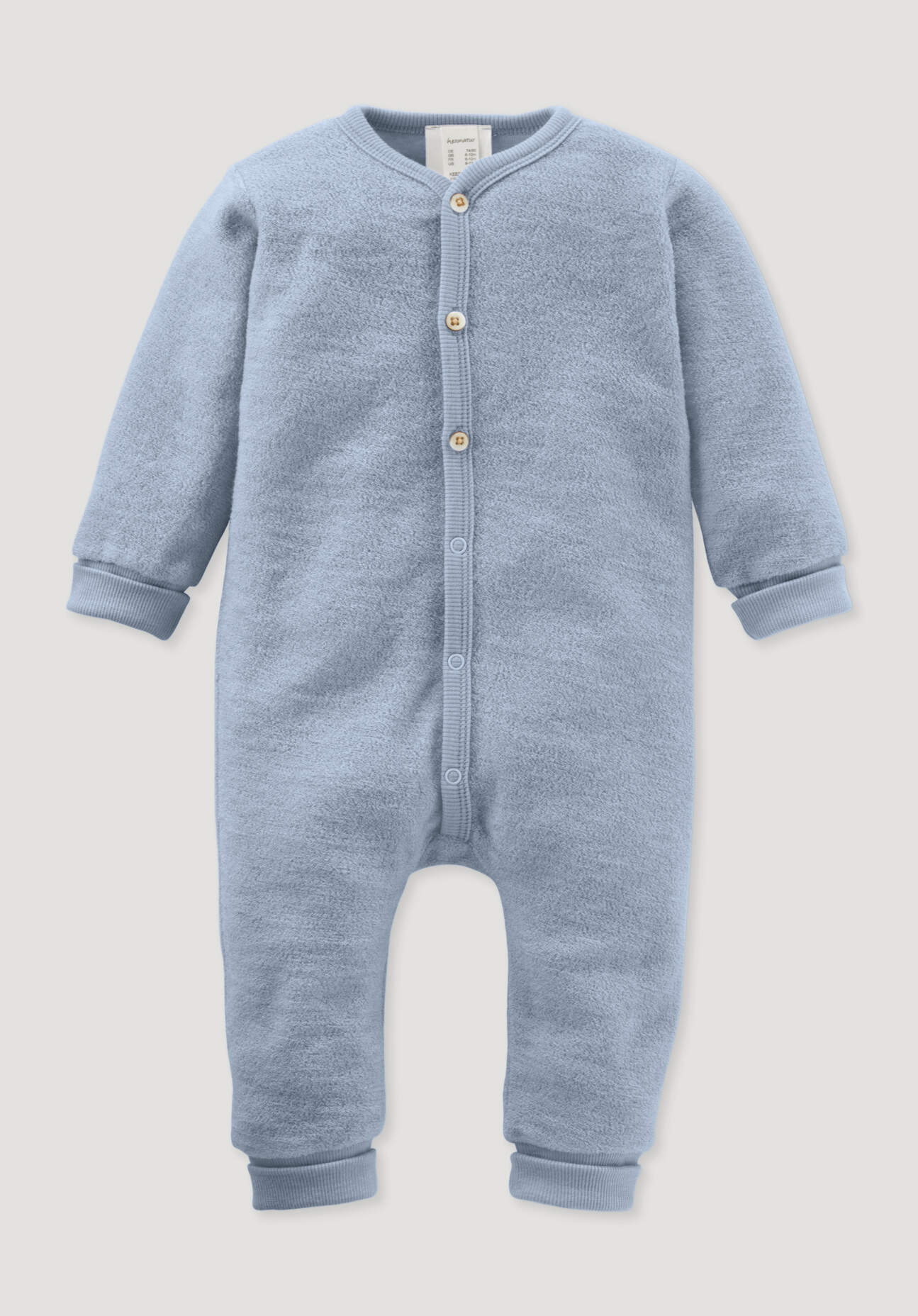 hessnatur Baby Wollfrottee Overall Regular aus Bio-Merinowolle - blau Grösse98/104 von hessnatur
