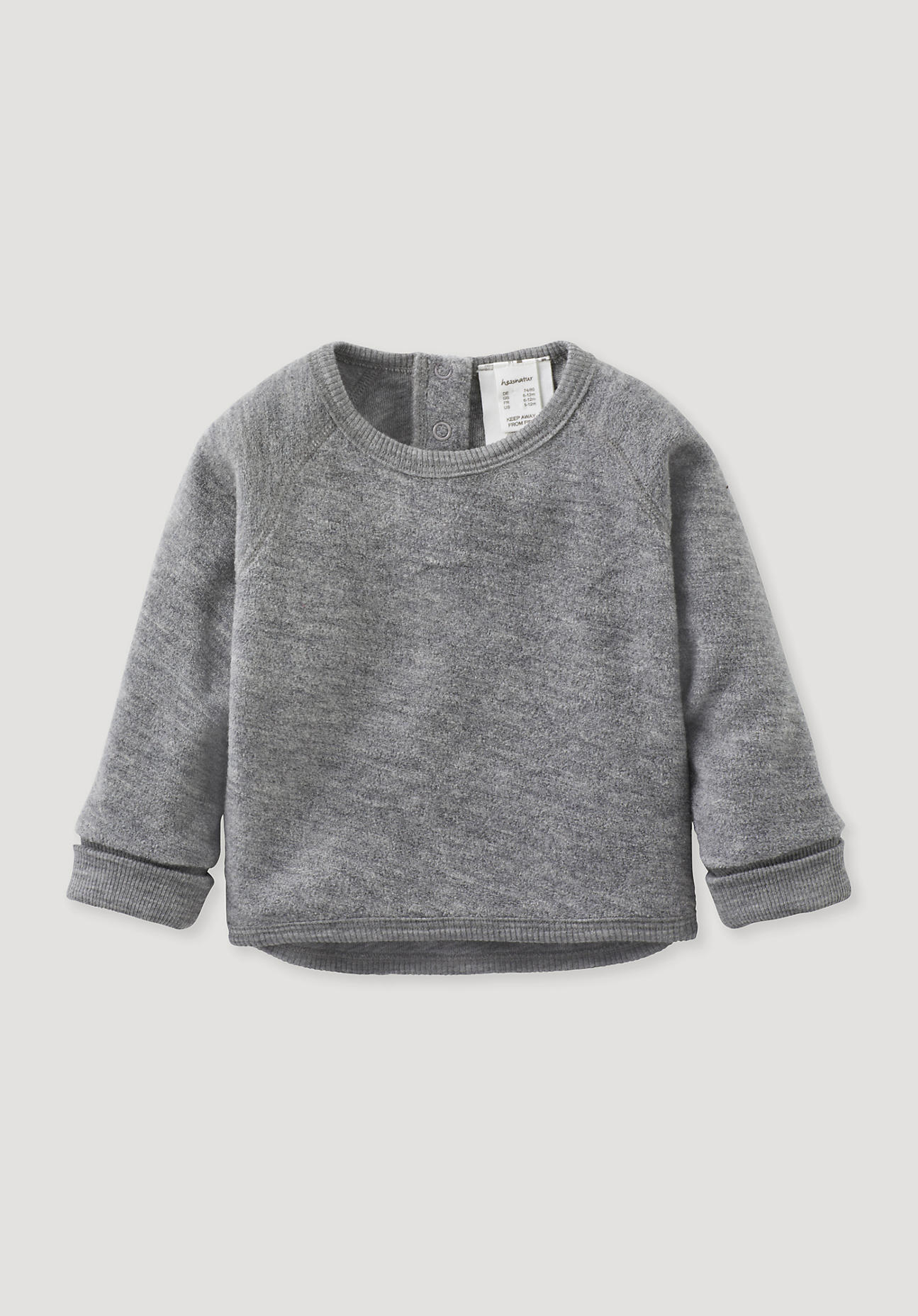 hessnatur Baby Wollfrottee Sweatshirt Regular aus Bio-Merinowolle - grau Grösse86/92 von hessnatur