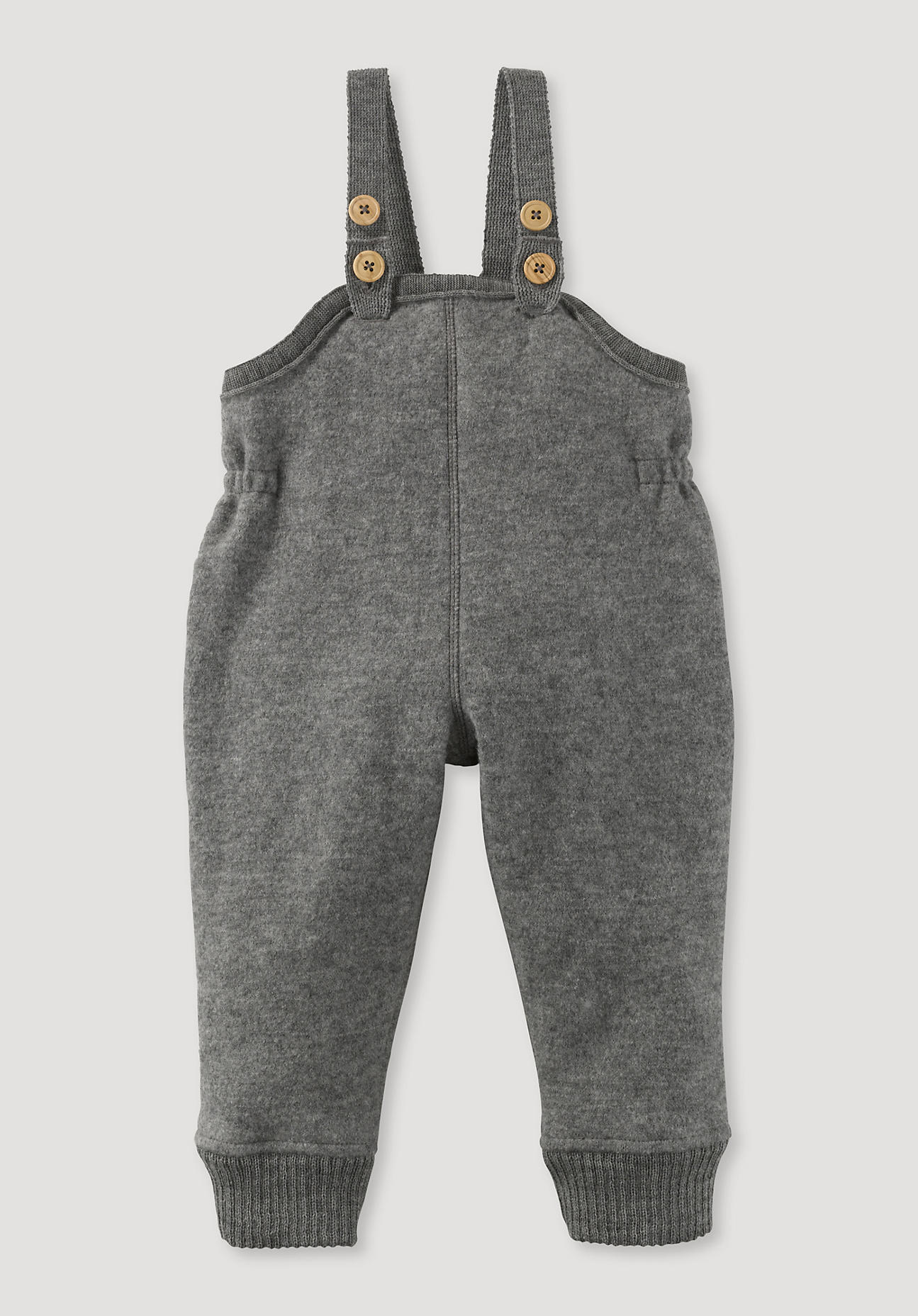 hessnatur Baby Wollwalk Latzhose Relaxed aus Bio-Merinowolle - grau Grösse98/104 von hessnatur