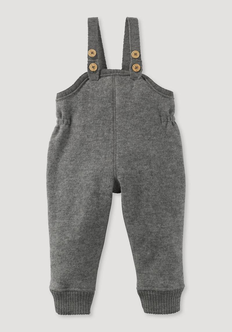 hessnatur Baby Wollwalk Latzhose Relaxed aus Bio-Merinowolle - grau Grösse98/104 von hessnatur