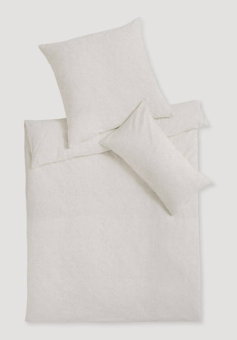 hessnatur Chambray Bettwäsche-Set aus Bio-Baumwolle mit Leinen - weiß Grösse155x220 / 80x80 cm von hessnatur